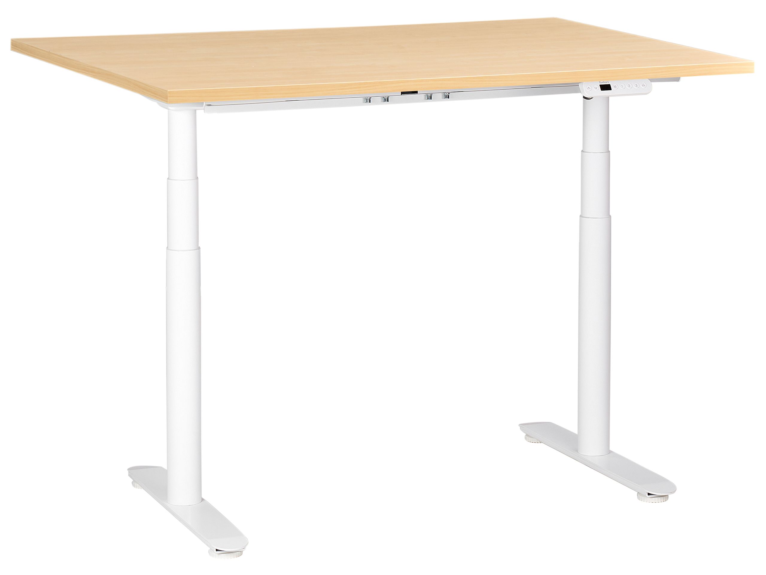 LEYBOURNE Electric Adjustable Standing Office Desk 120 cm - White with Light Oak - Gemini Interiors