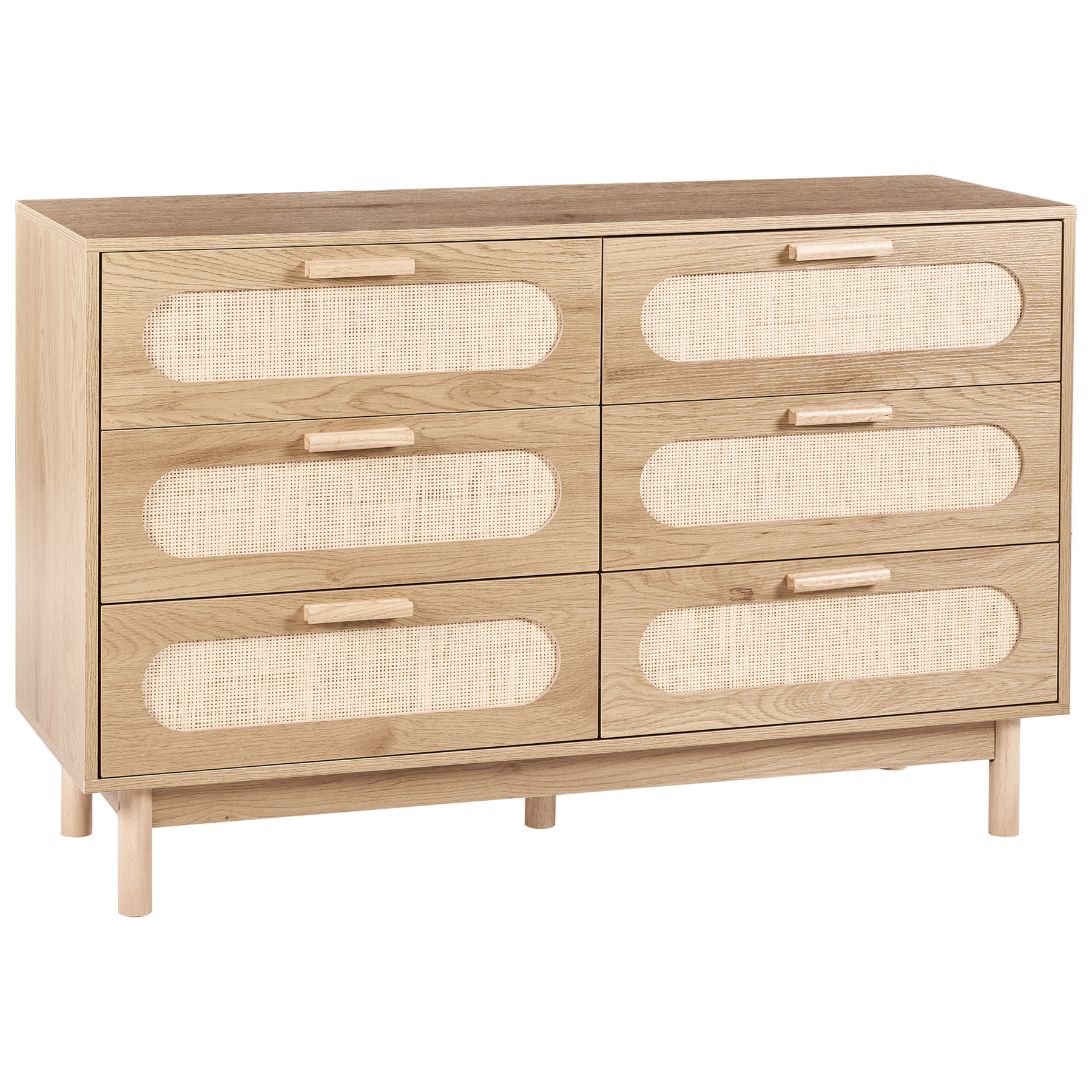 COSTELLA Oak Finish Chest of Drawers – Large-sized, 6 Drawers, Double - Gemini Interiors