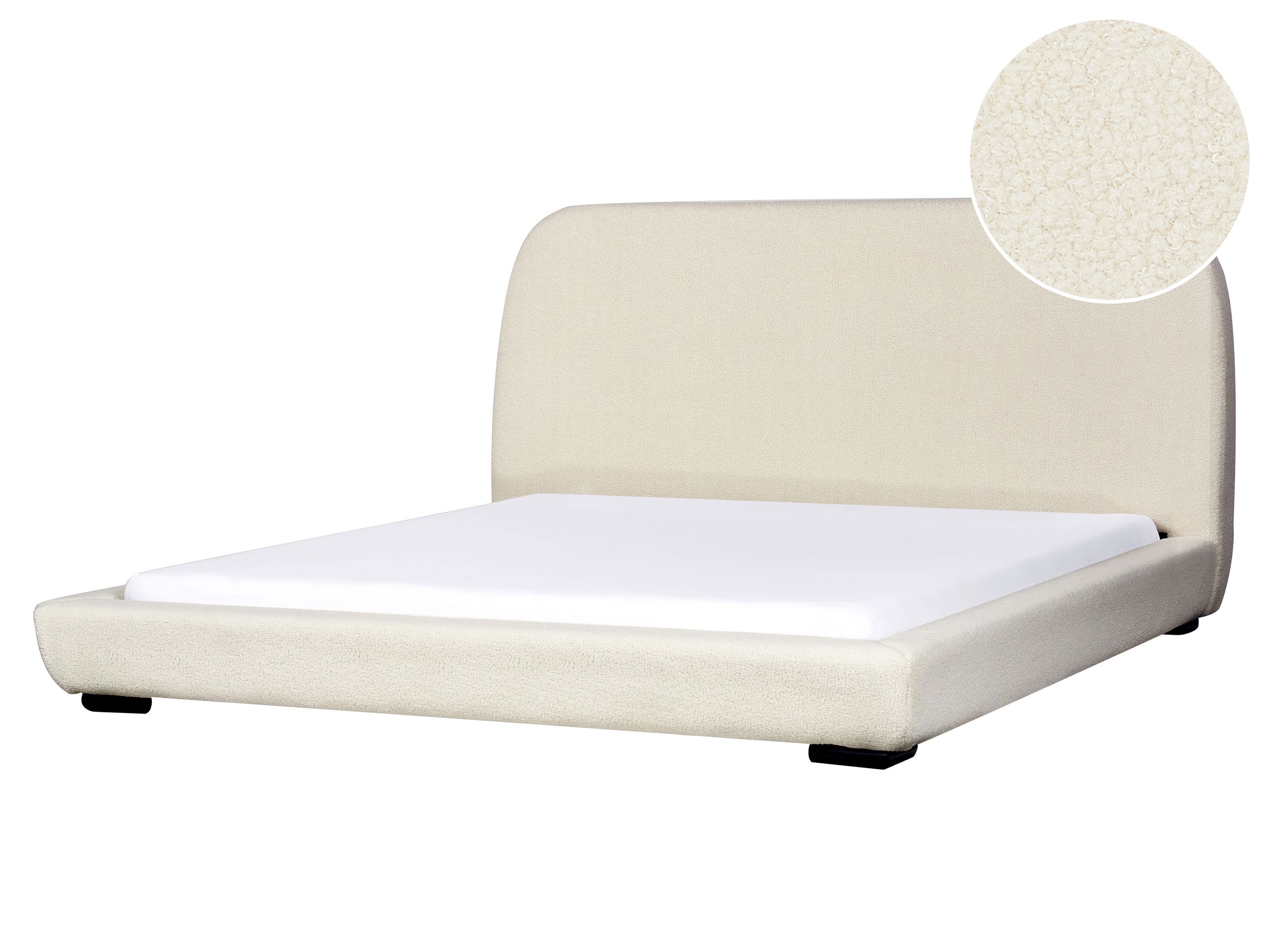 ROSSEL Waterbed Boucle 180 x 200cm EU Super Kingsize Bedframe Cream - Gemini Interiors