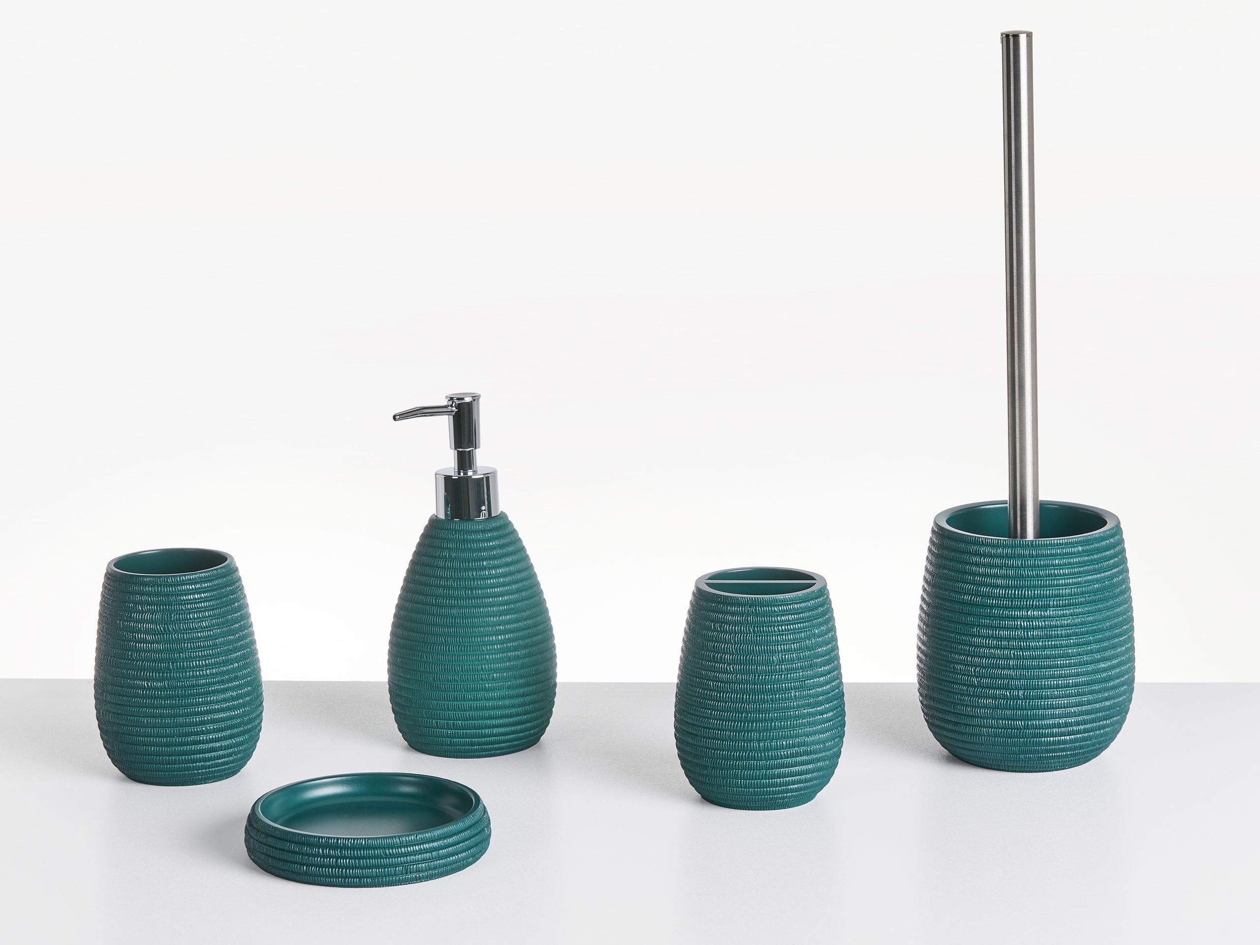 WOODDEN 5-Piece Bathroom Accessories Set Teal - Blue - Gemini Interiors