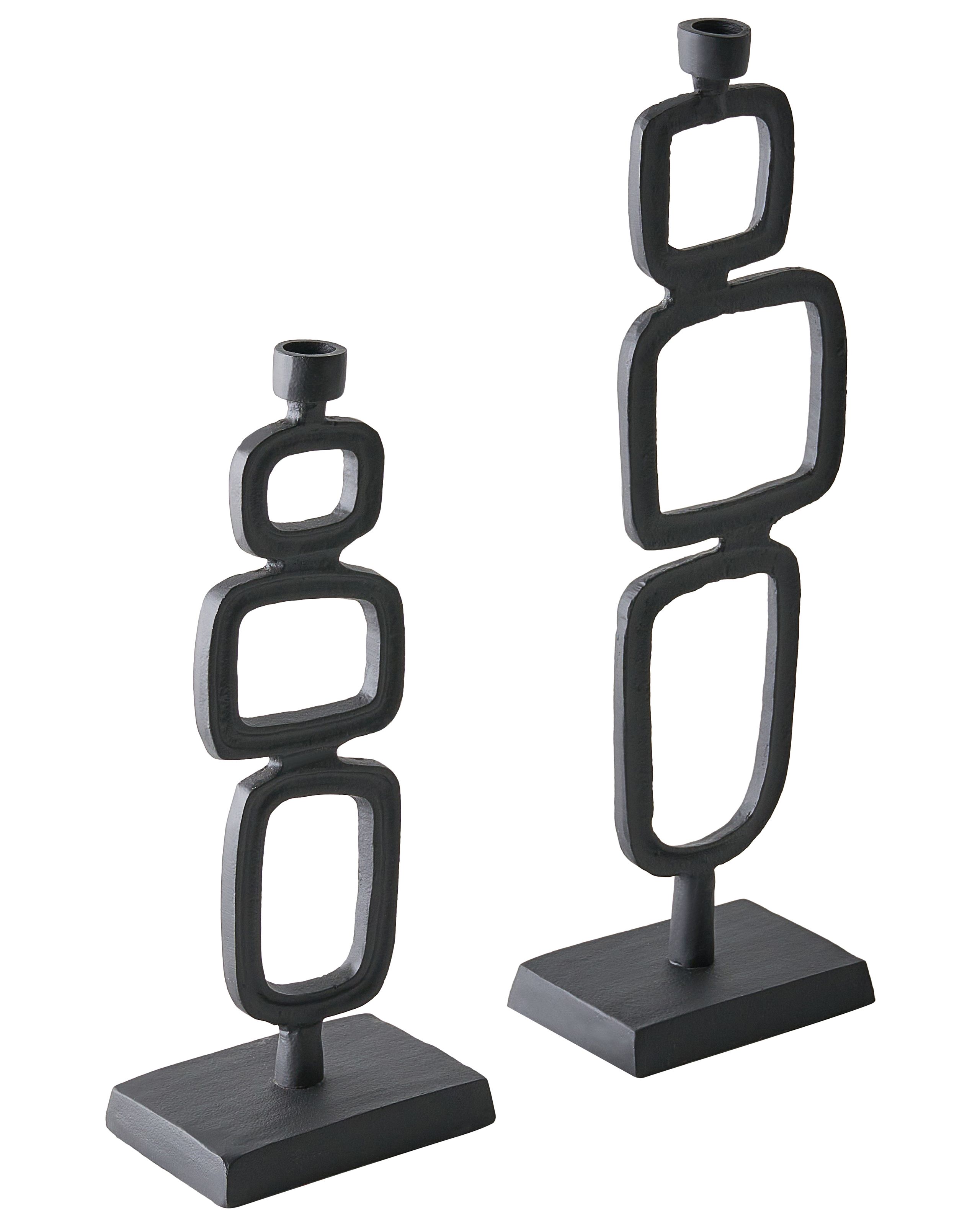 FURNWELL Metal Candle Holders Set of 2 - Black - Gemini Interiors