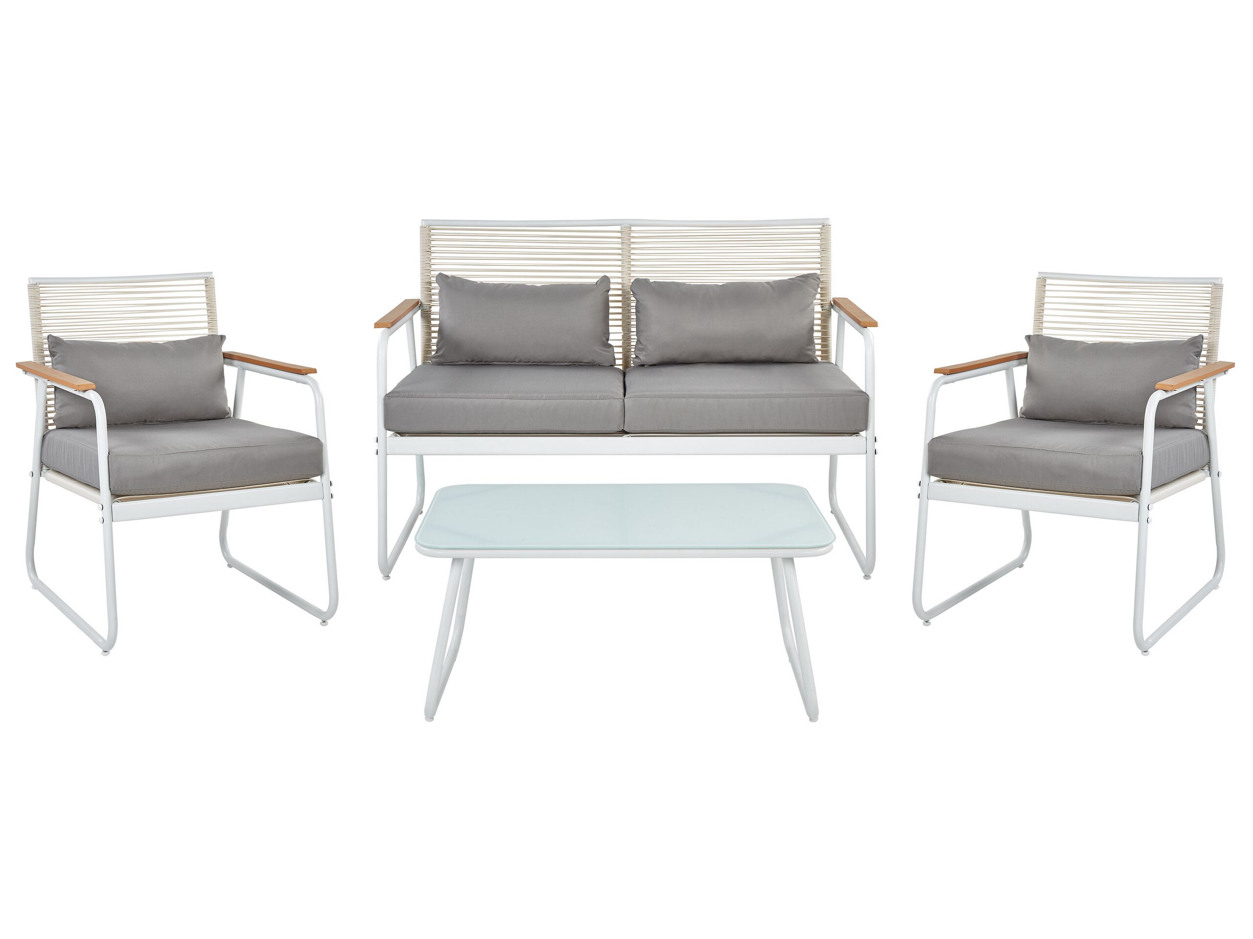 Garden Lounge Set with Table 4 Seater POMONTE Metal White - Gemini Interiors