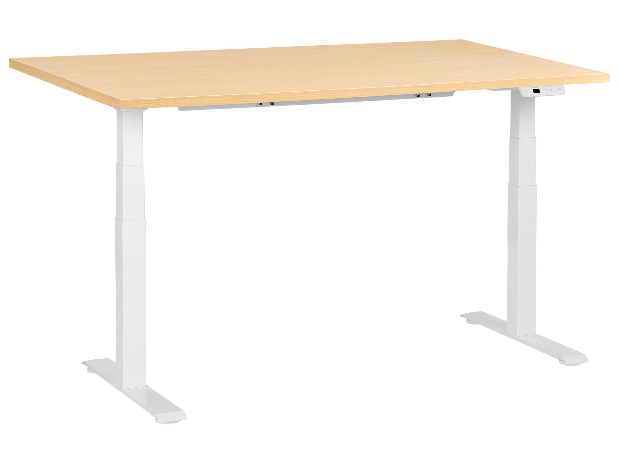 DESTIENS Electric Adjustable Standing Office Desk 160 cm - White with Light Oak - Gemini Interiors