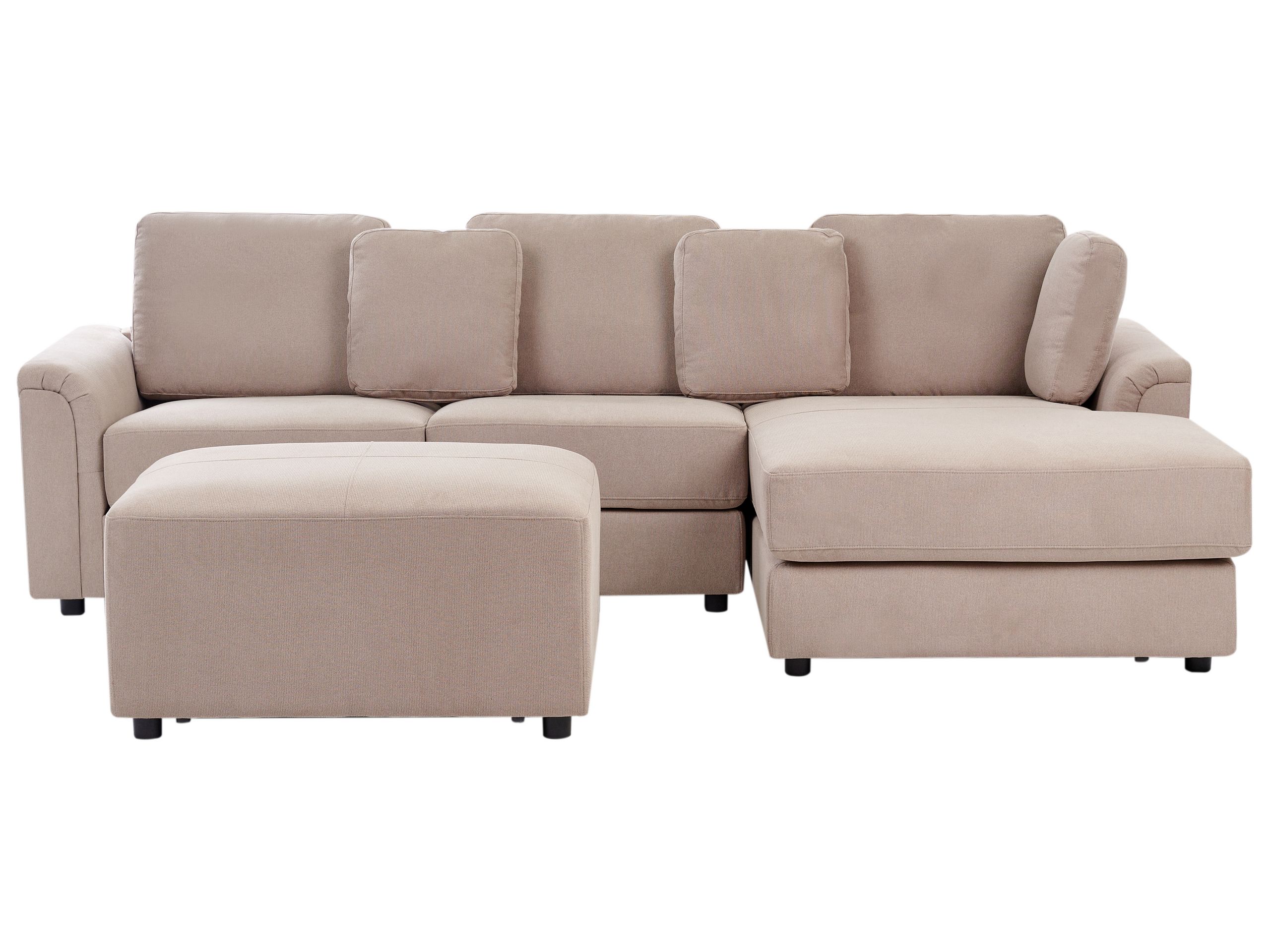 Left Hand Fabric Corner Sofa with Ottoman Taupe KOHLO - Gemini Interiors