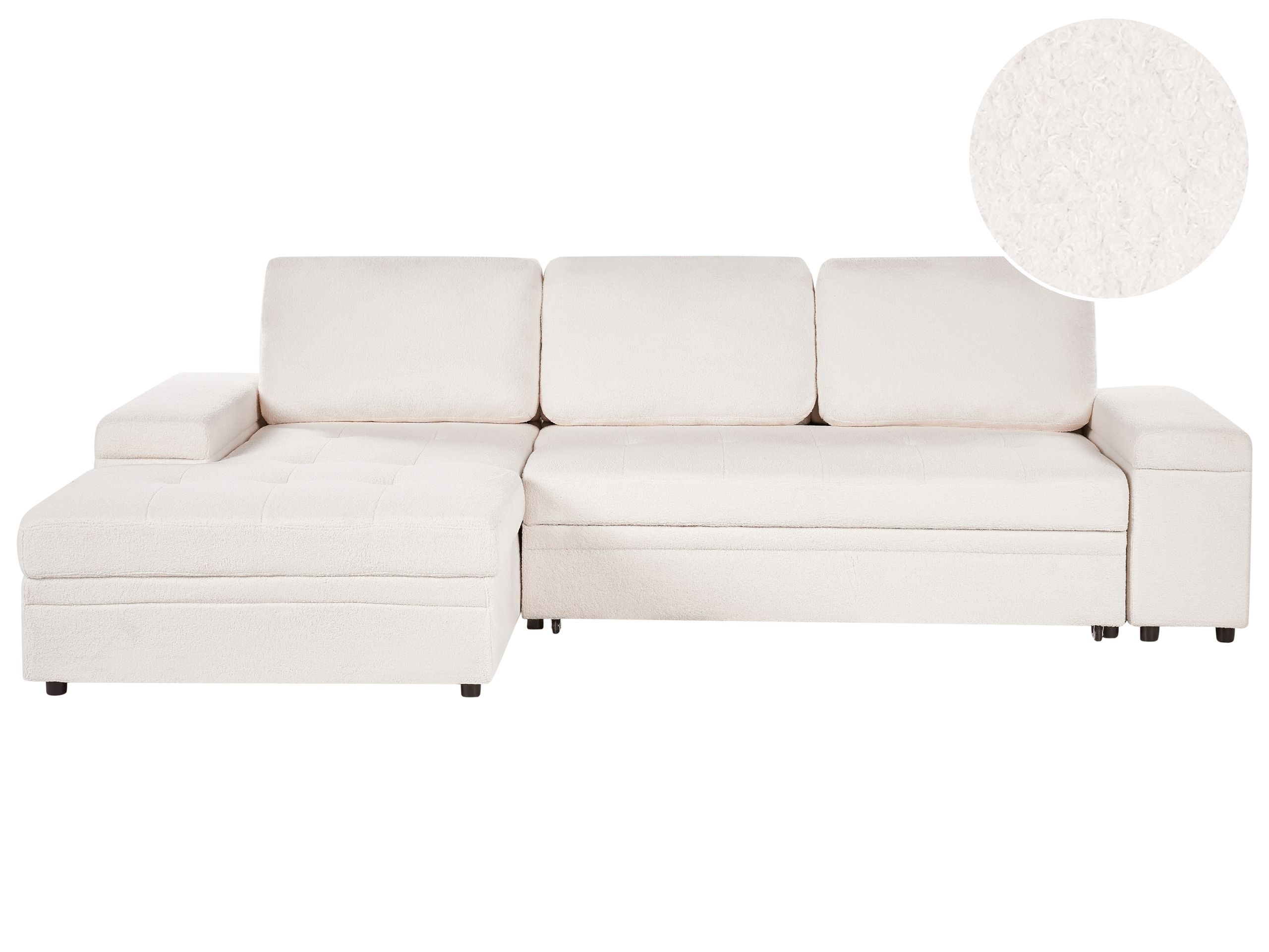 Corner Sofa Bed - HRESIY Right Hand Facing Boucle with Storage White - Gemini Interiors