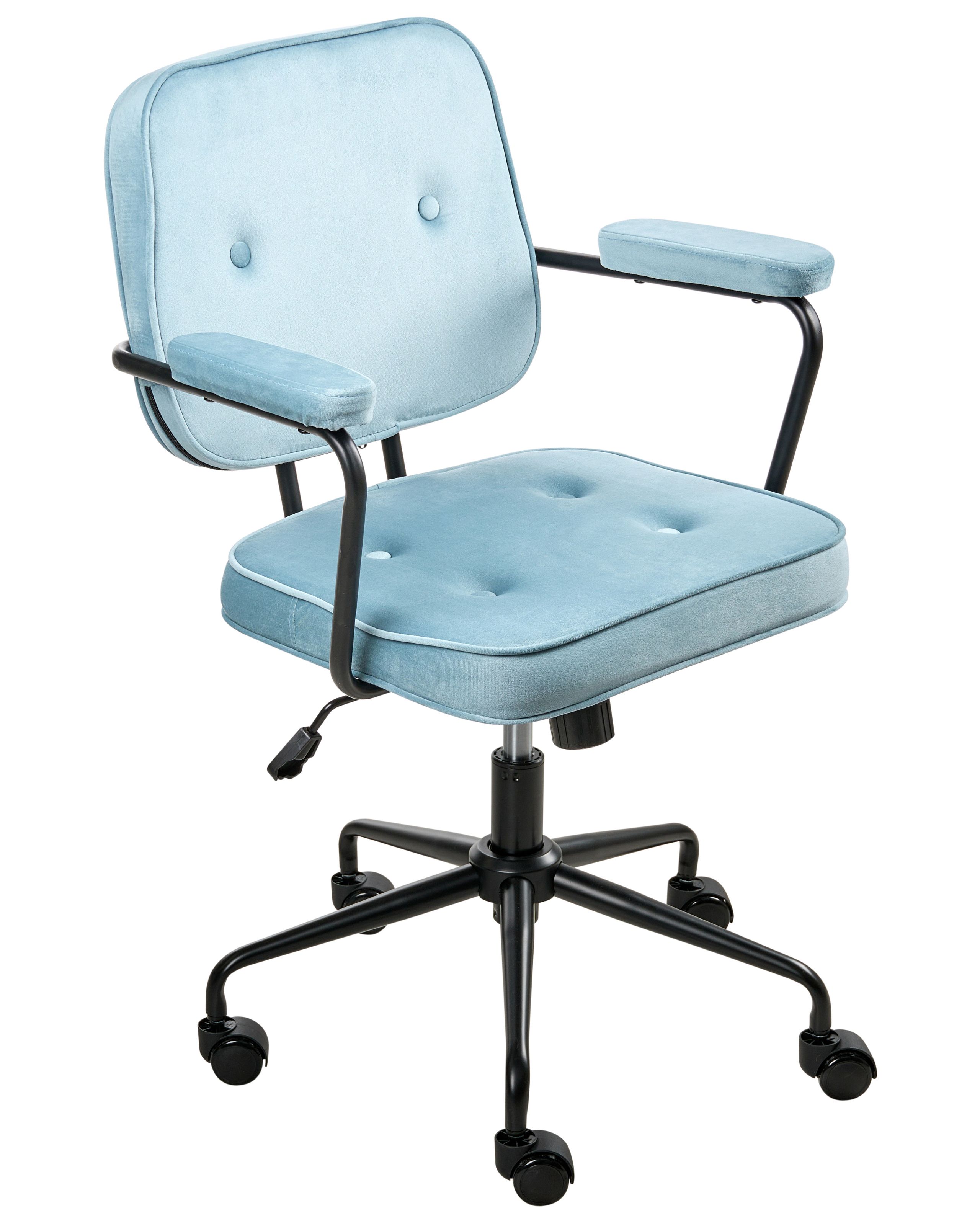 KELDMERE Velvet Office Desk Chair - Blue - Gemini Interiors