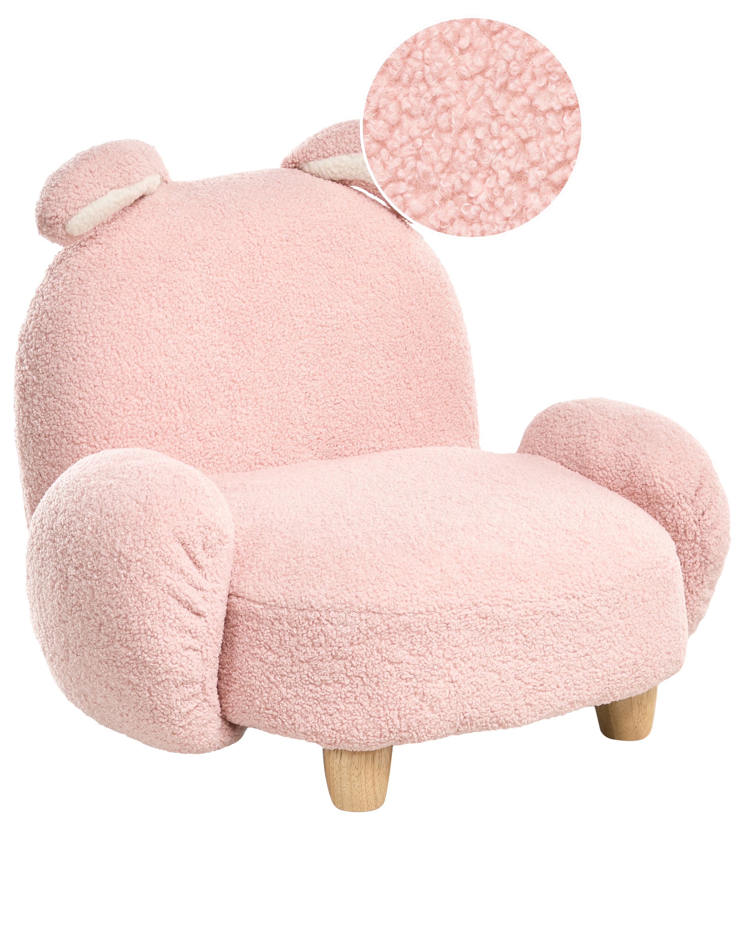 WILLINGDON Boucle Fabric Kids Armchair - Pink - Gemini Interiors