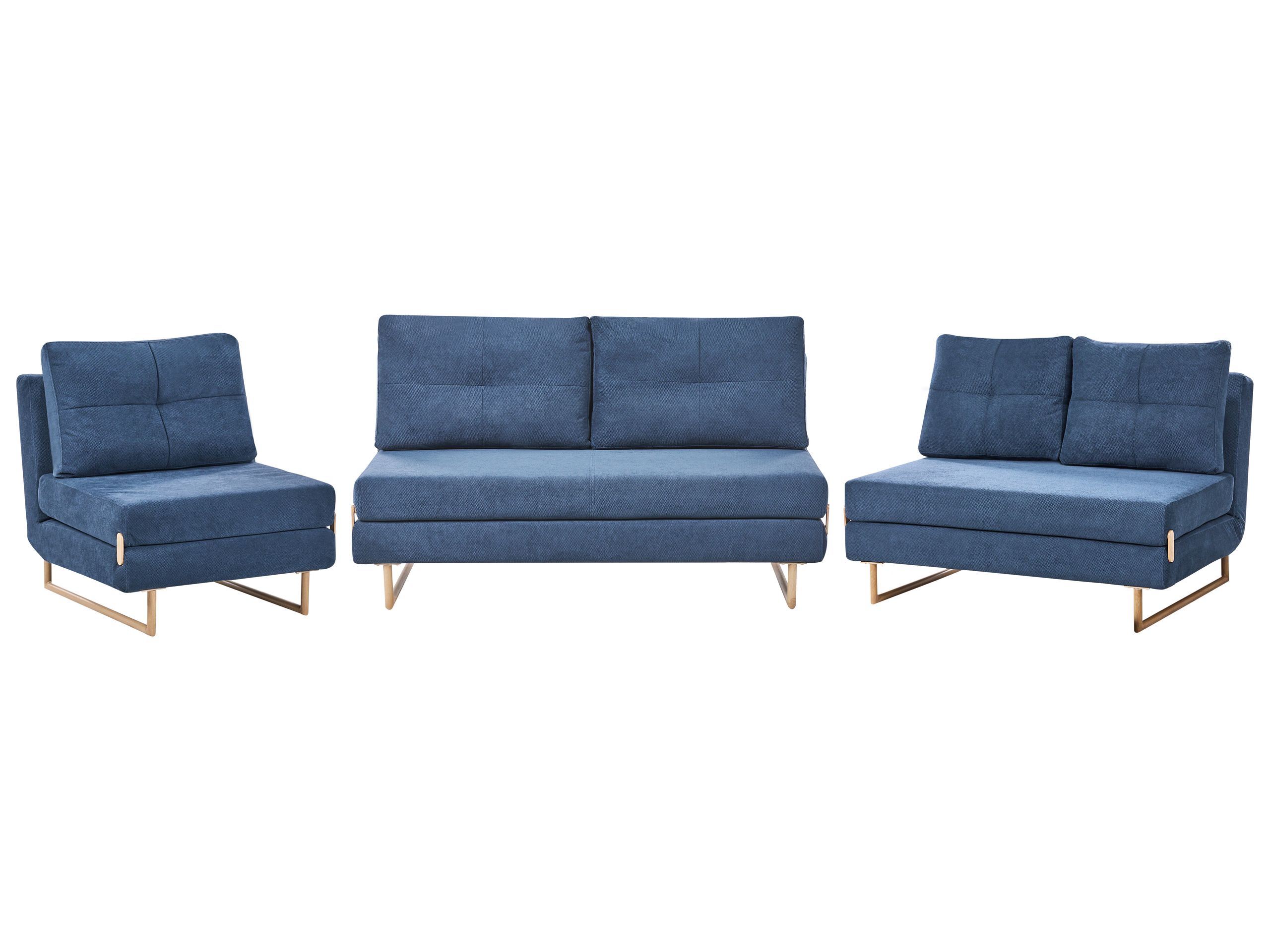 COMDEN Fabric 3 Seater 2 Seater and 1 Seater Sofa Set - Blue - Gemini Interiors