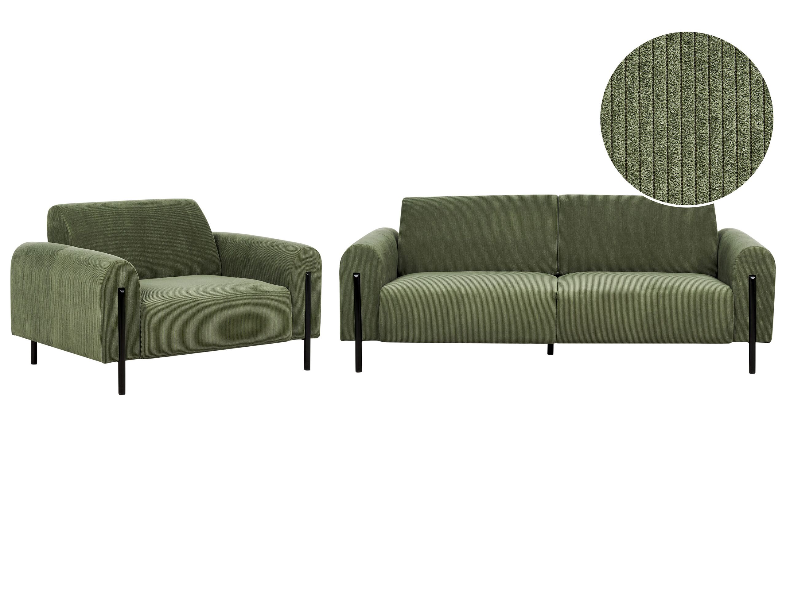 Corduroy Living Room Set Green ASKIM - Gemini Interiors