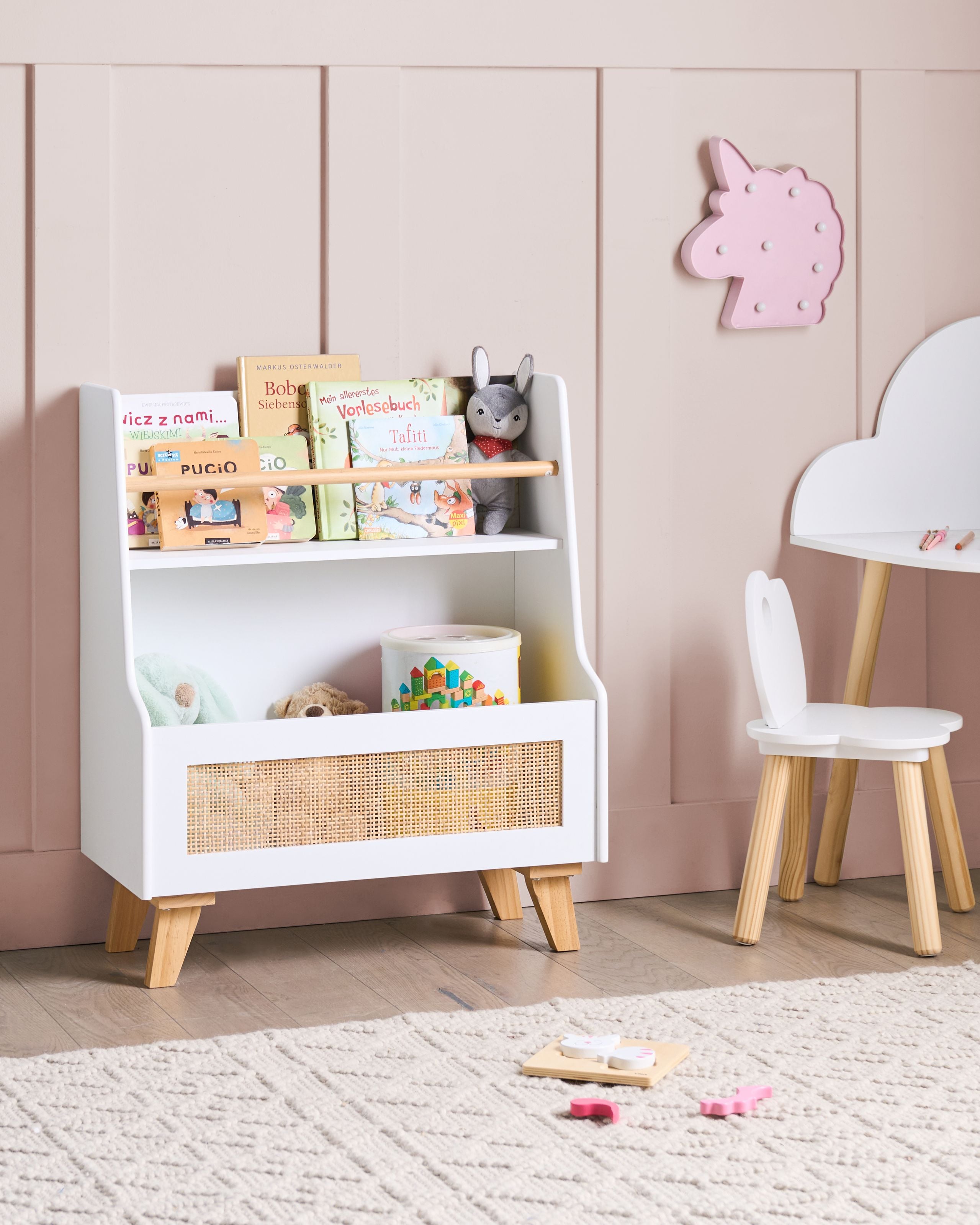 BUFARO 2 Tier Bookcase - White - Gemini Interiors