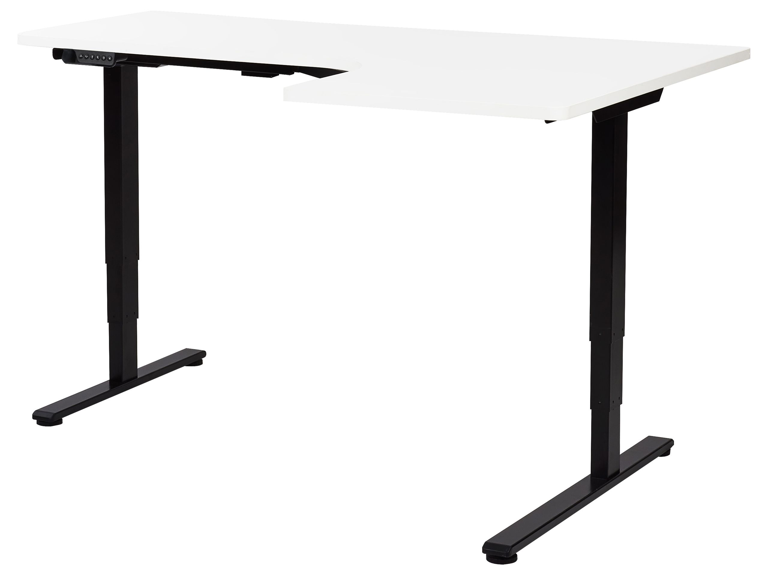 Electric Adjustable Right Corner Desk 160 x 59 cm Black and White DESTINES - Gemini Interiors