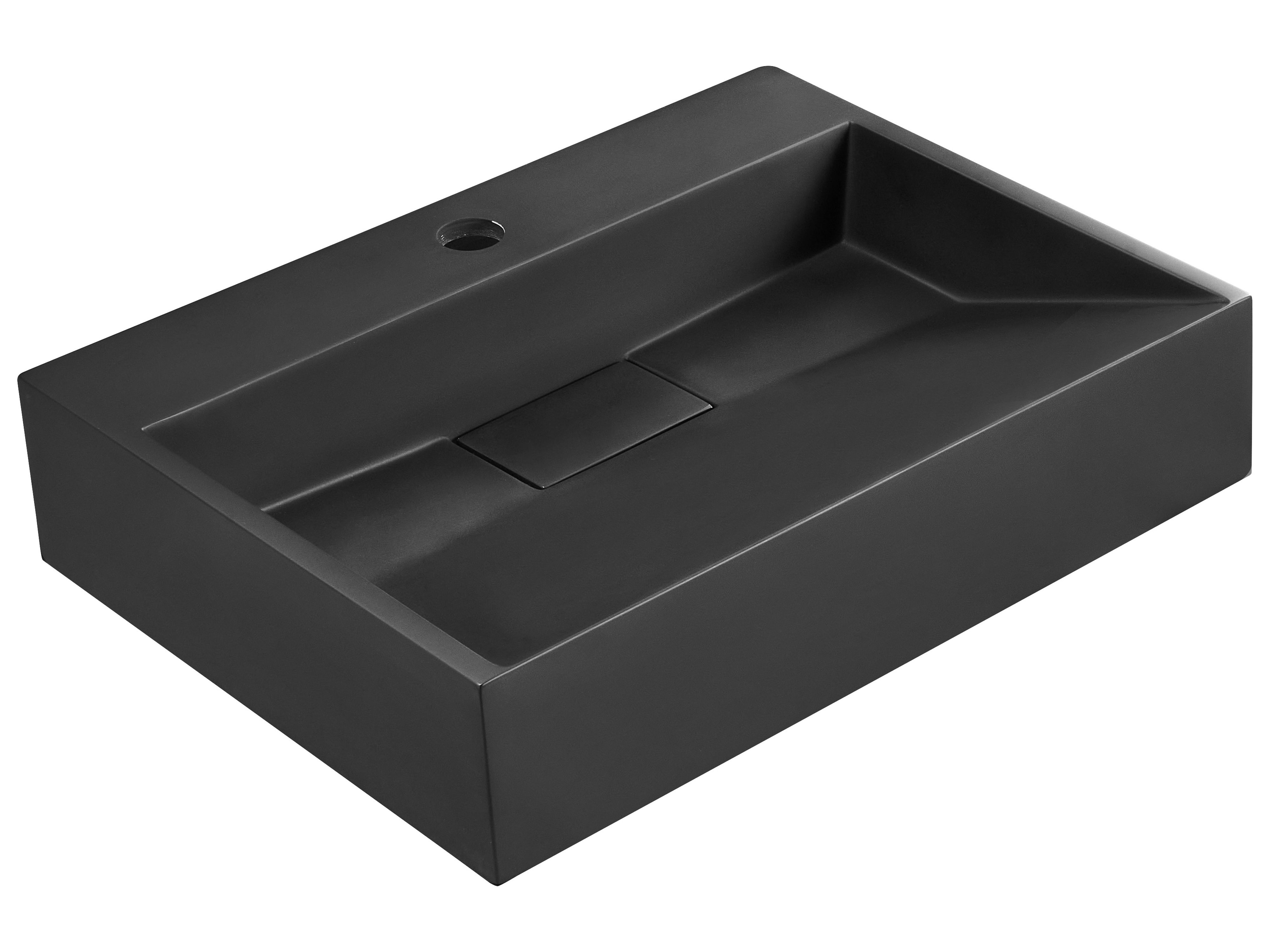 EUQNKO Wall Hung Basin 500 x 380 mm Black - Gemini Interiors