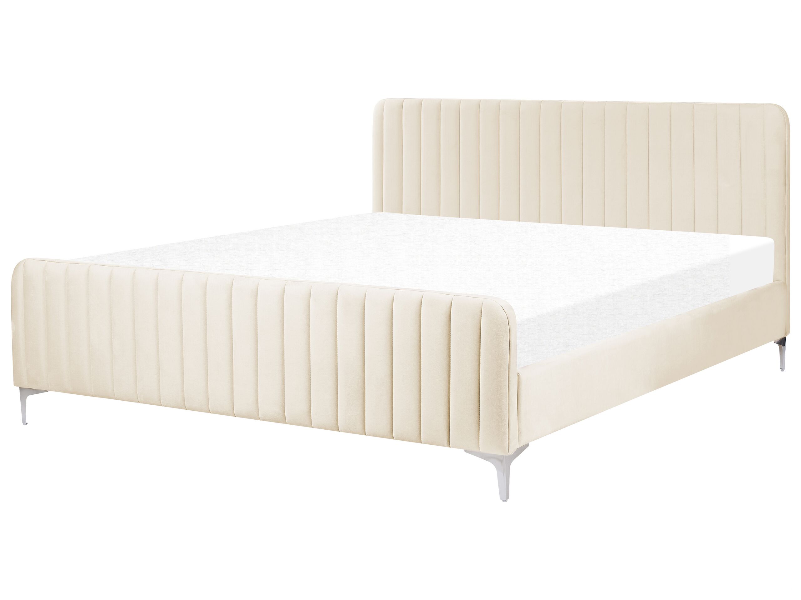 KEWAL Bedframe Velvet 180 x 200cm EU Super Kingsize Bed Light Beige - Gemini Interiors