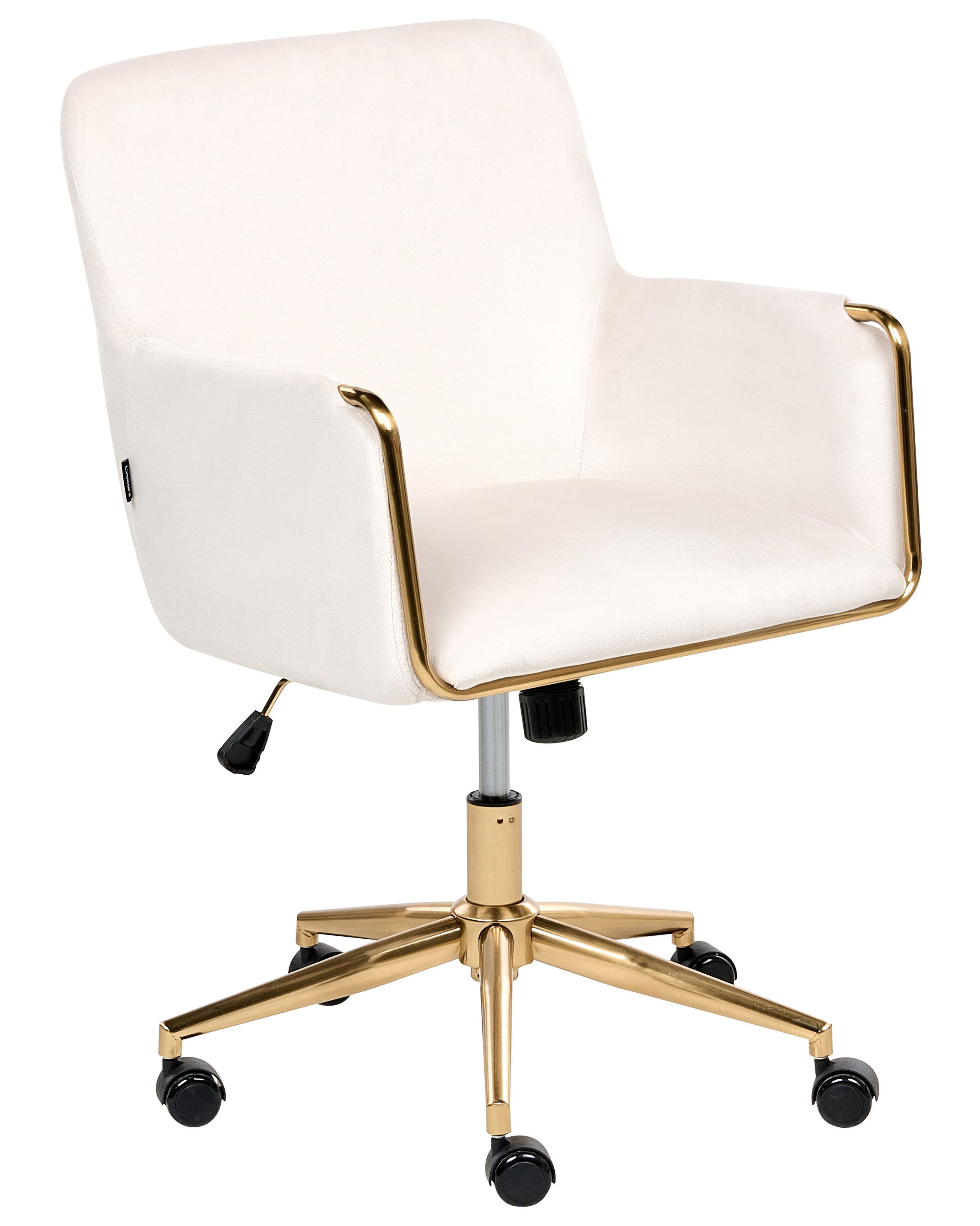 NOTTLEIGH Velvet Office Desk Chair - White - Gemini Interiors
