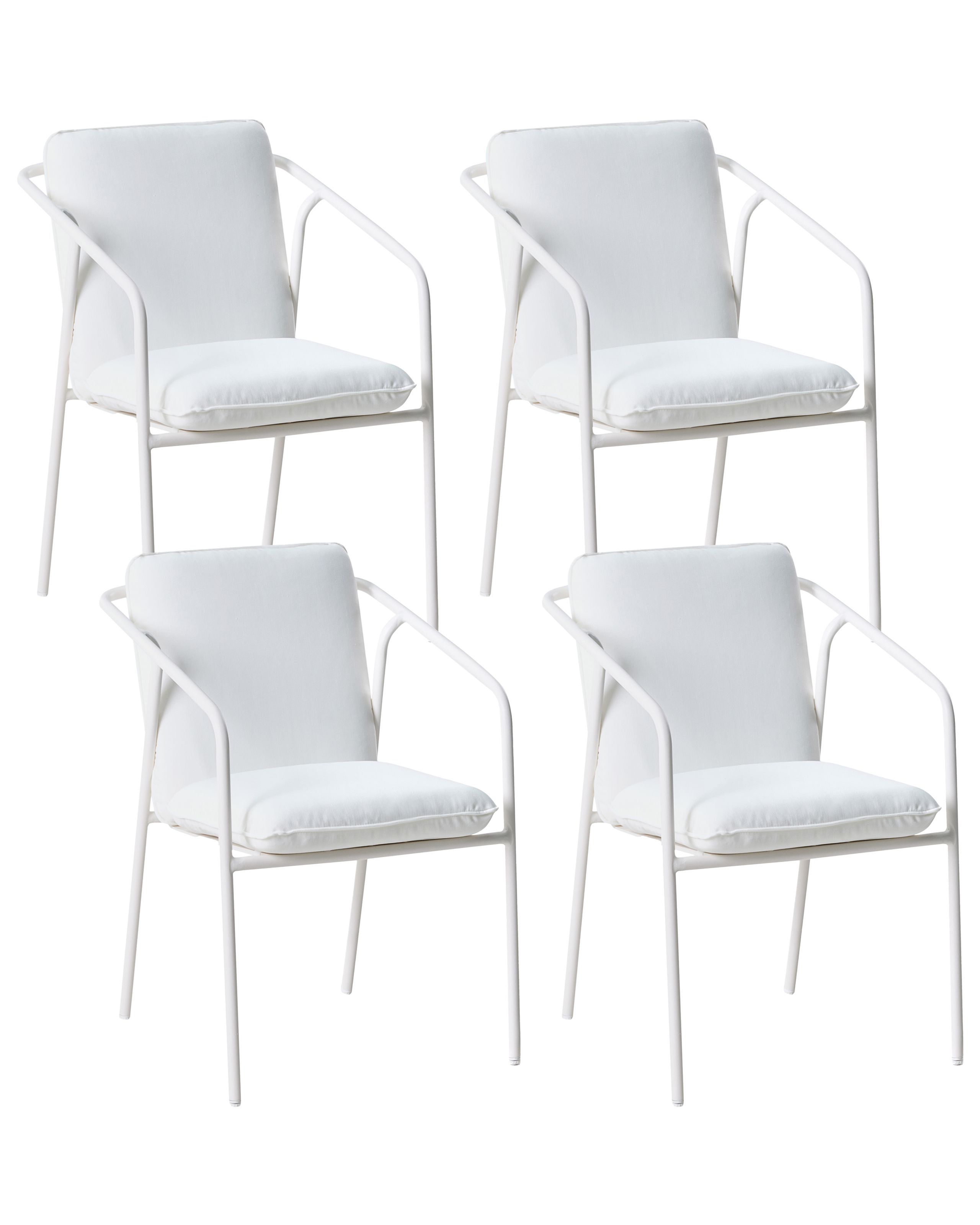 DENTHORPE Set of 4 Garden Chairs with Cushions Metal - White - Gemini Interiors