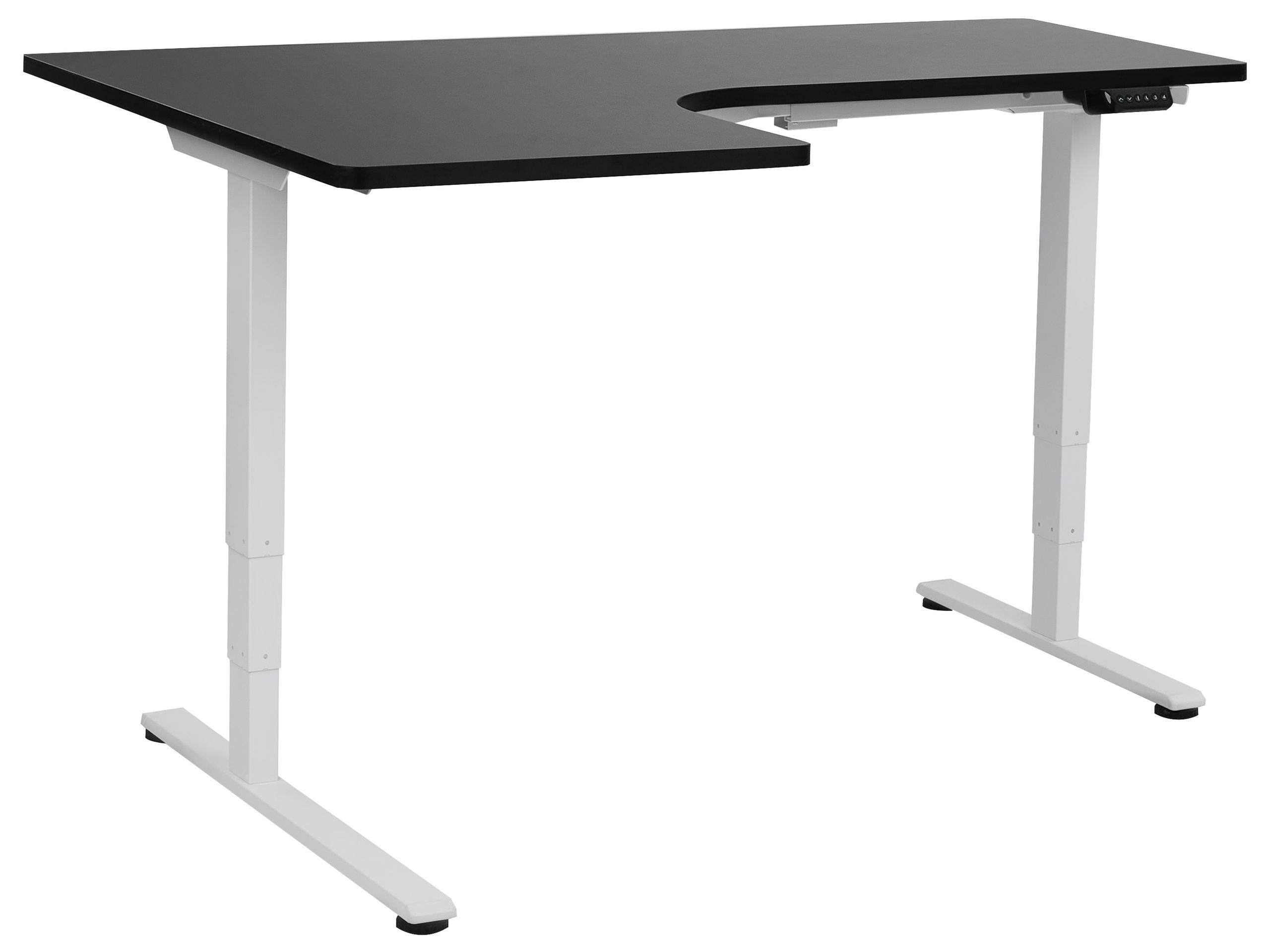 Electric Adjustable Left Corner Desk 160 x 59 cm White and Black DESTINES - Gemini Interiors