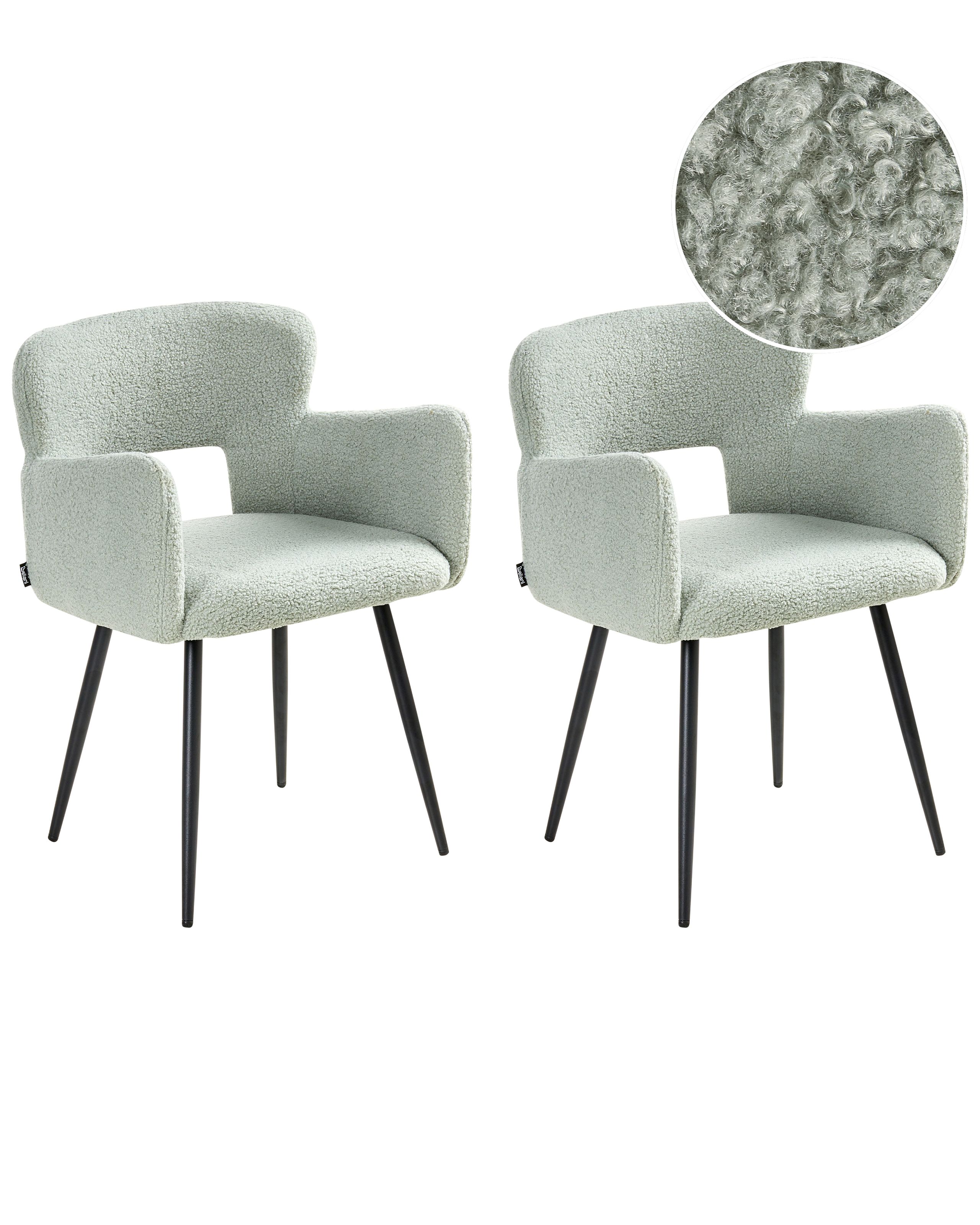 FERNSHAW Boucle Fabric Dining Chairs - Set of 2 - Light Green - Gemini Interiors