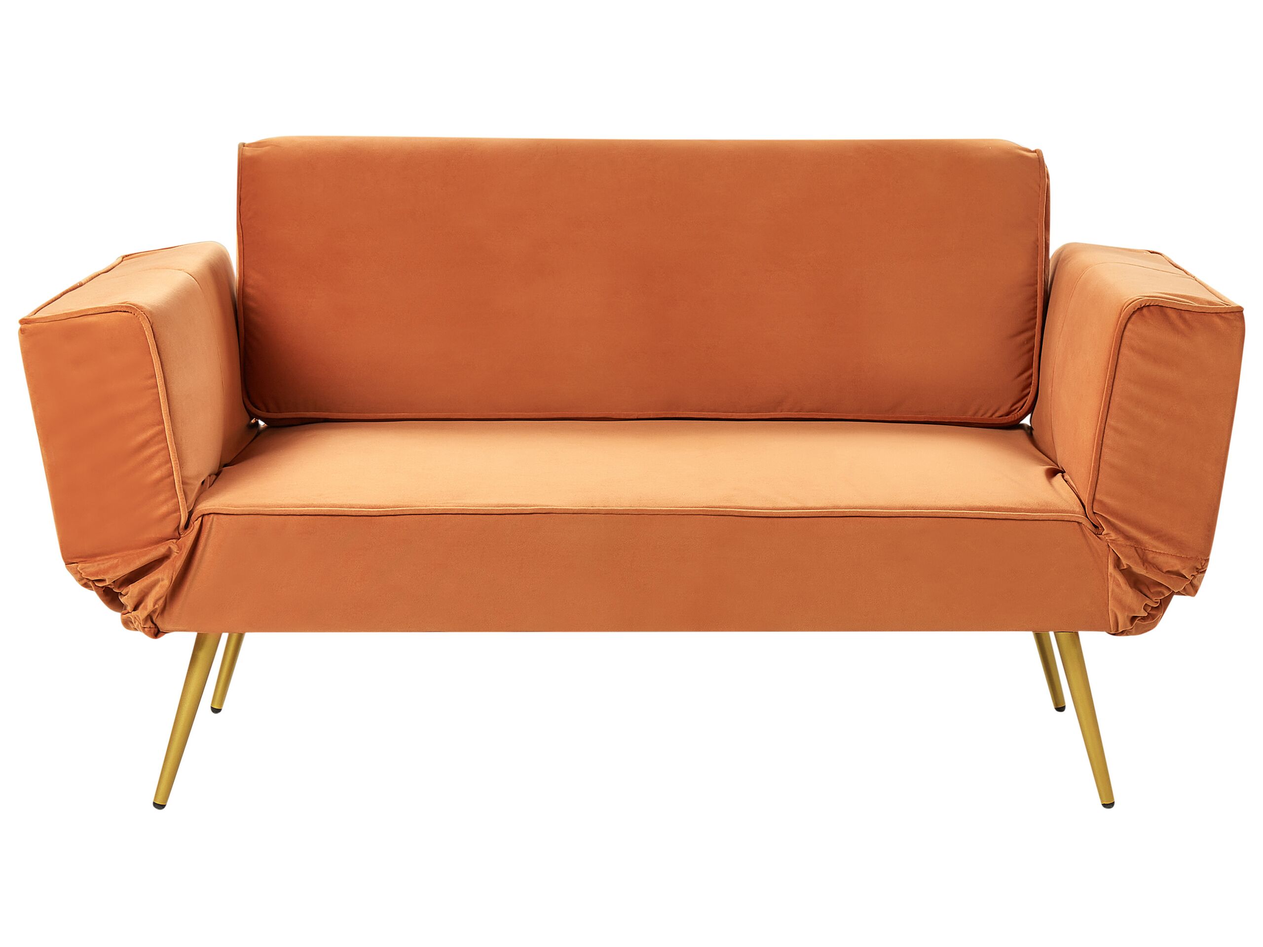 2 Seater Sofabed - RAASELA Velvet Orange - Gemini Interiors