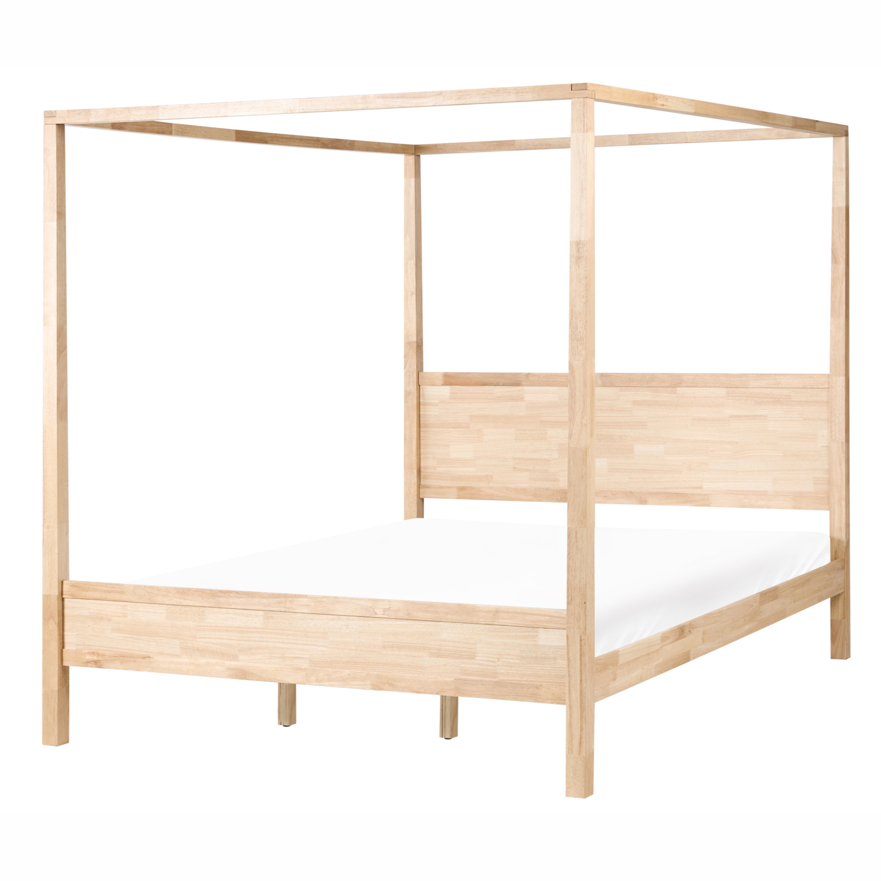 ILSTARA Super Kingsize Wooden Canopy Bed - Light Brown - Gemini Interiors