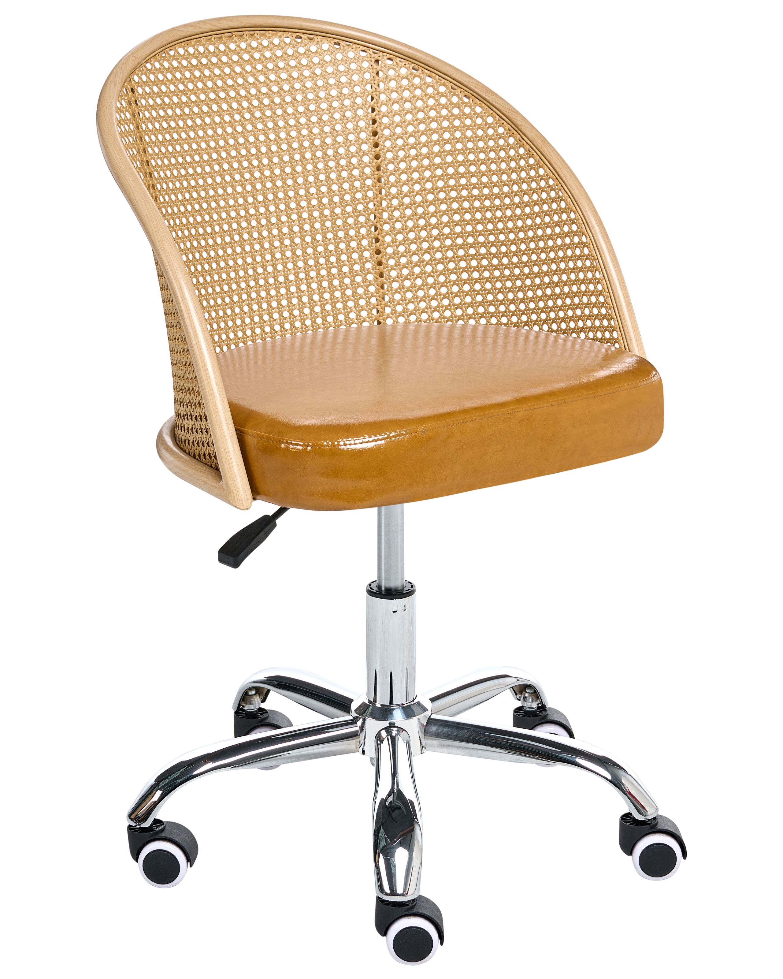 LAMBERMERE Faux Leather Office Desk Chair - Brown - Gemini Interiors