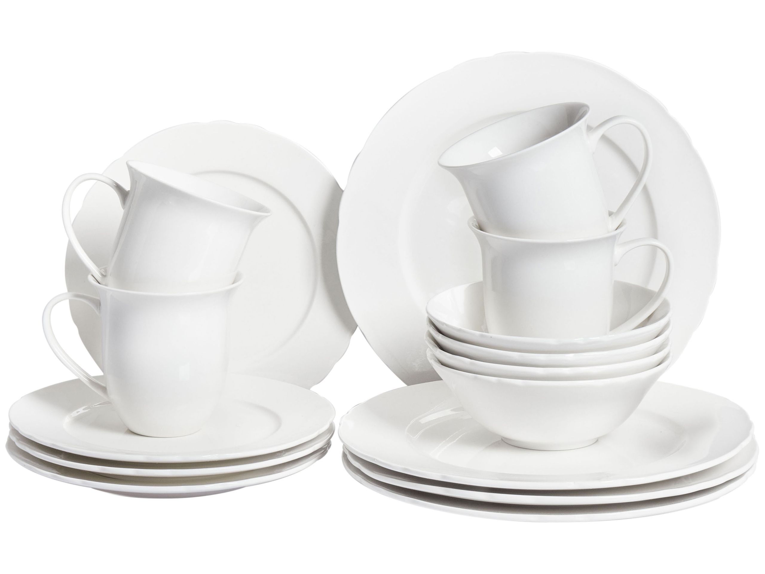 Set of 16 Dinnerware ELDERBERRY Porcelain White - Gemini Interiors