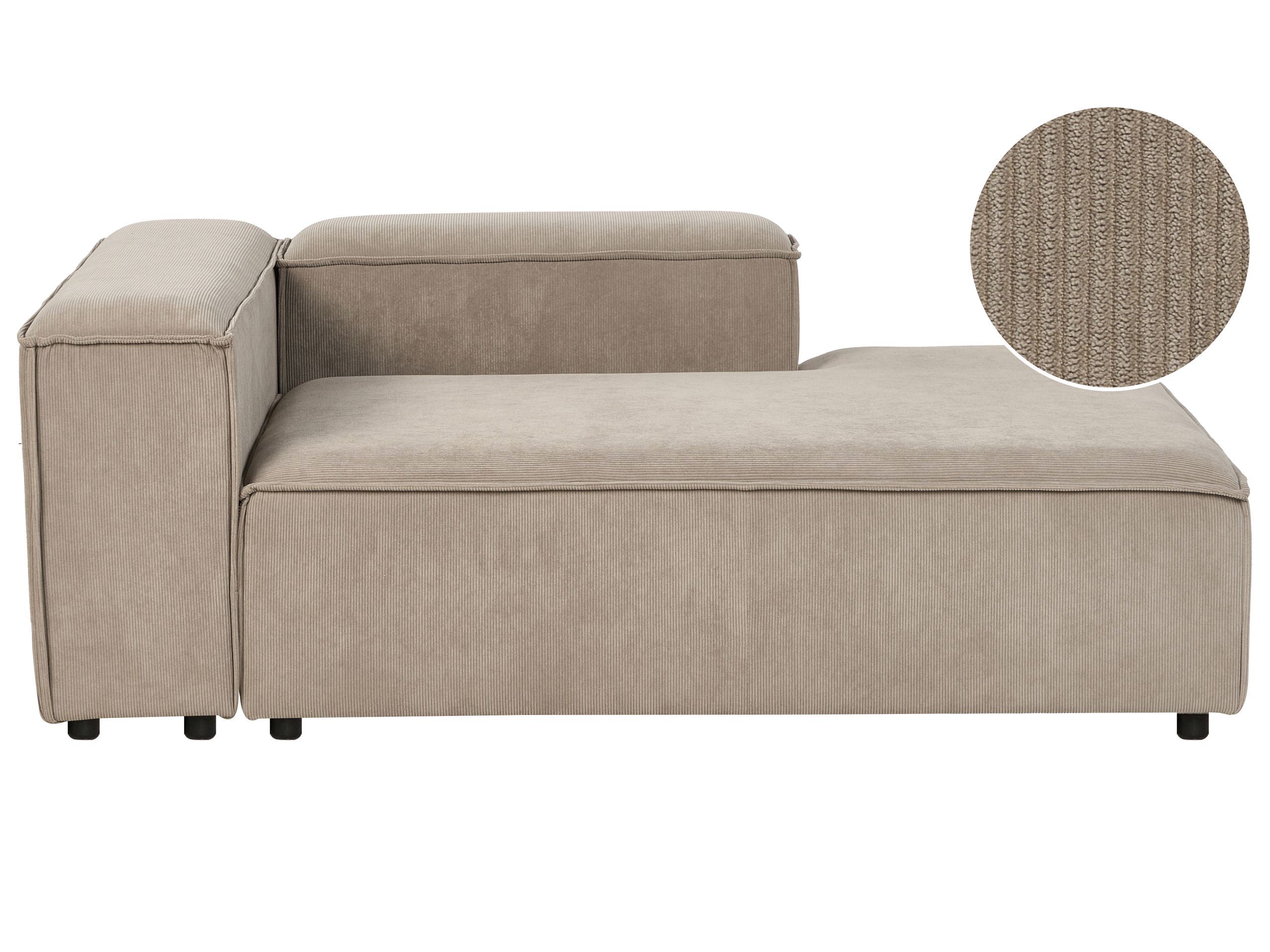 Left Hand Jumbo Cord Chaise Lounge Taupe ARDAL - Gemini Interiors
