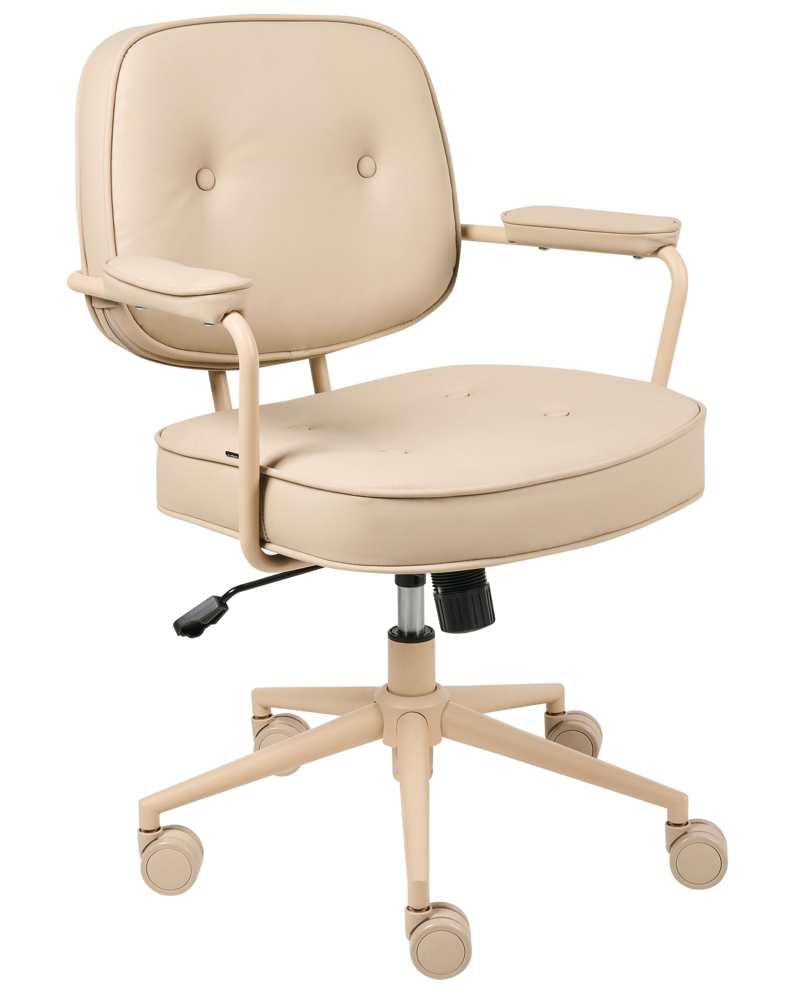 KENSFORD Faux Leather Office Desk Chair - Beige - Gemini Interiors