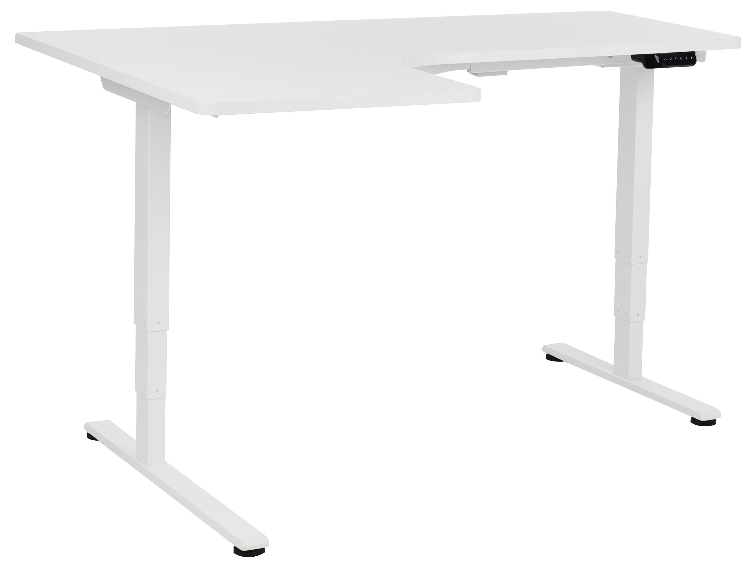 Electric Adjustable Left Corner Desk 160 x 59 cm White DESTINES - Gemini Interiors