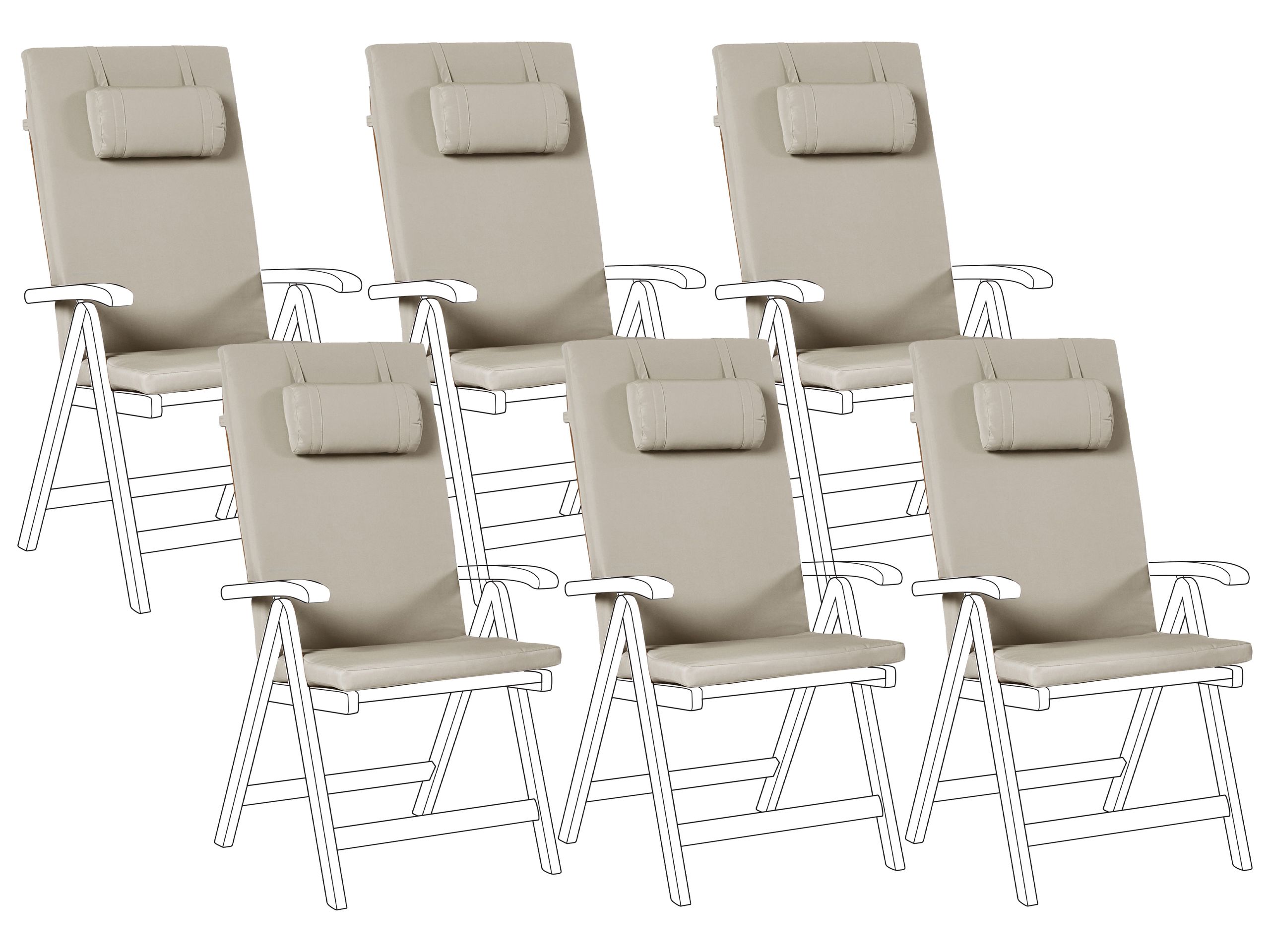 BREEZ Set of 6 Garden Back Seat Cushions - Taupe - Gemini Interiors
