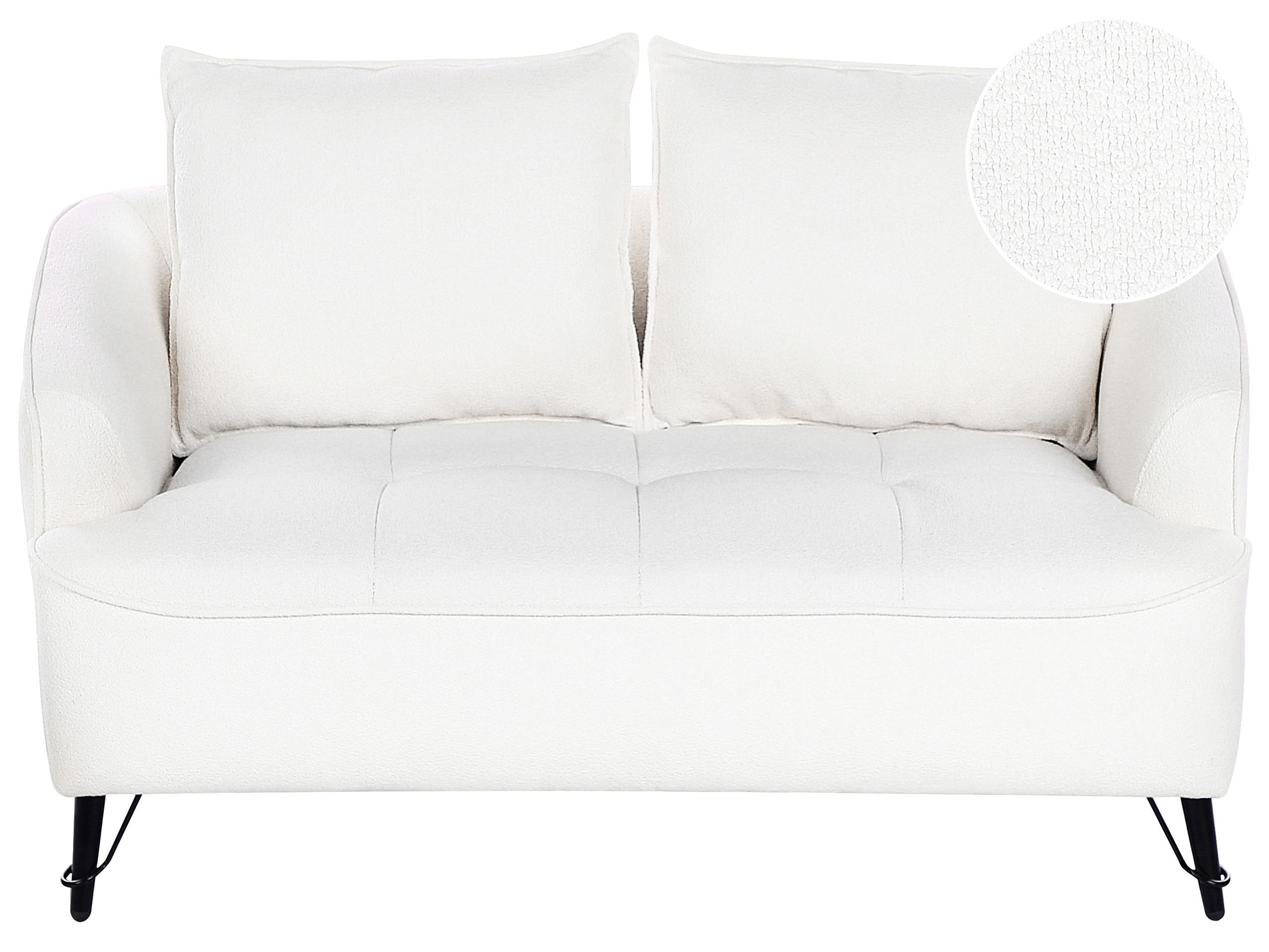 2 Seater Boucle Sofa White HOBRO - Gemini Interiors