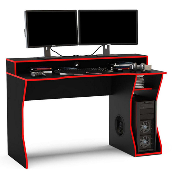 Enzo Ergonomic Design Gaming Computer Desk - Black and Red - Birlea Essentials