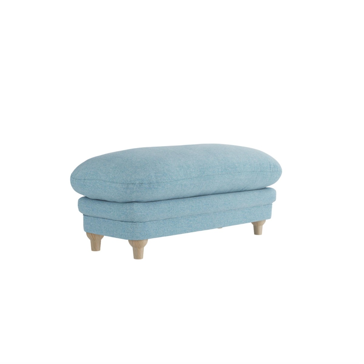 Pembroke Chenille Fabric Footstool - Duck Egg Blue Weave - Leeds Plywood