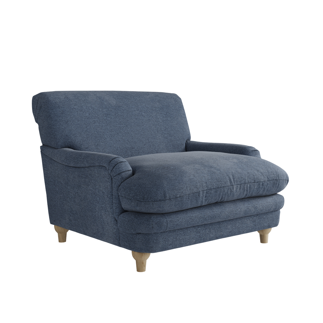 Pembroke Chenille Fabric Chair - Denim Blue Weave - Leeds Plywood