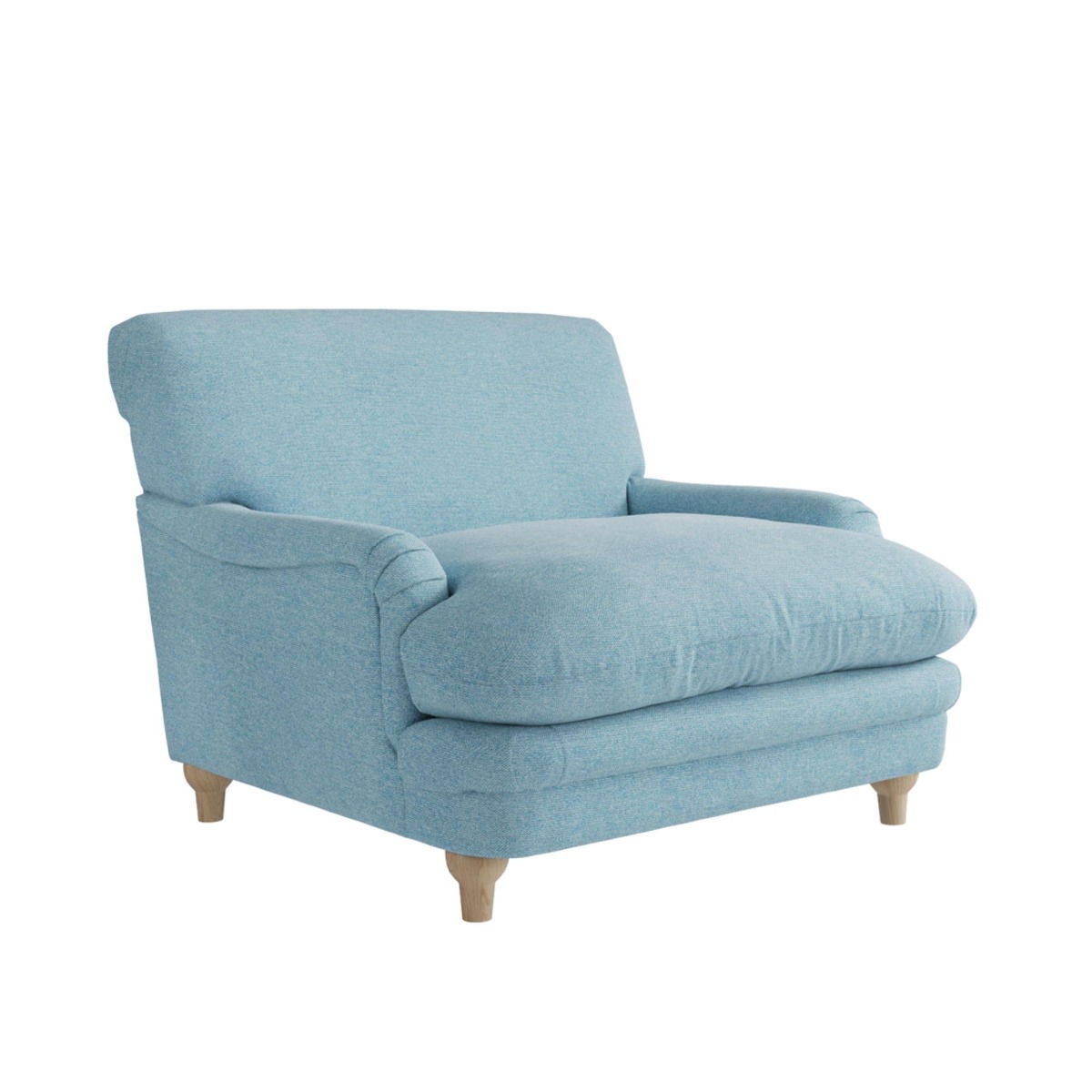 Pembroke Chenille Fabric Chair - Duck Egg Blue Weave - Leeds Plywood