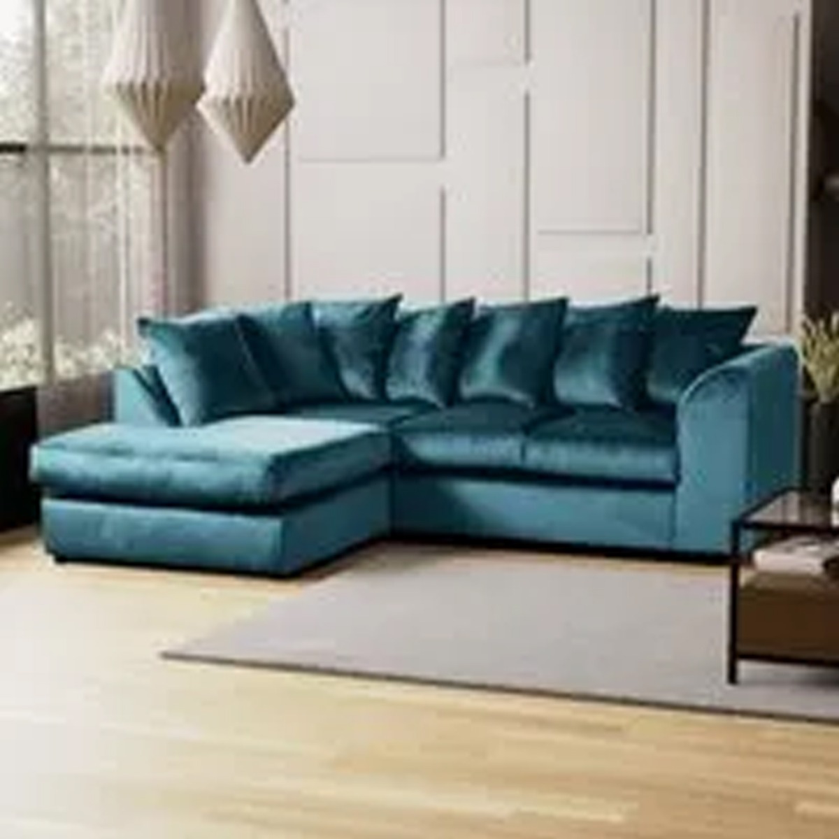Blake Teal Plush Velvet Corner Sofa - Left and Right Arm - Home Done
