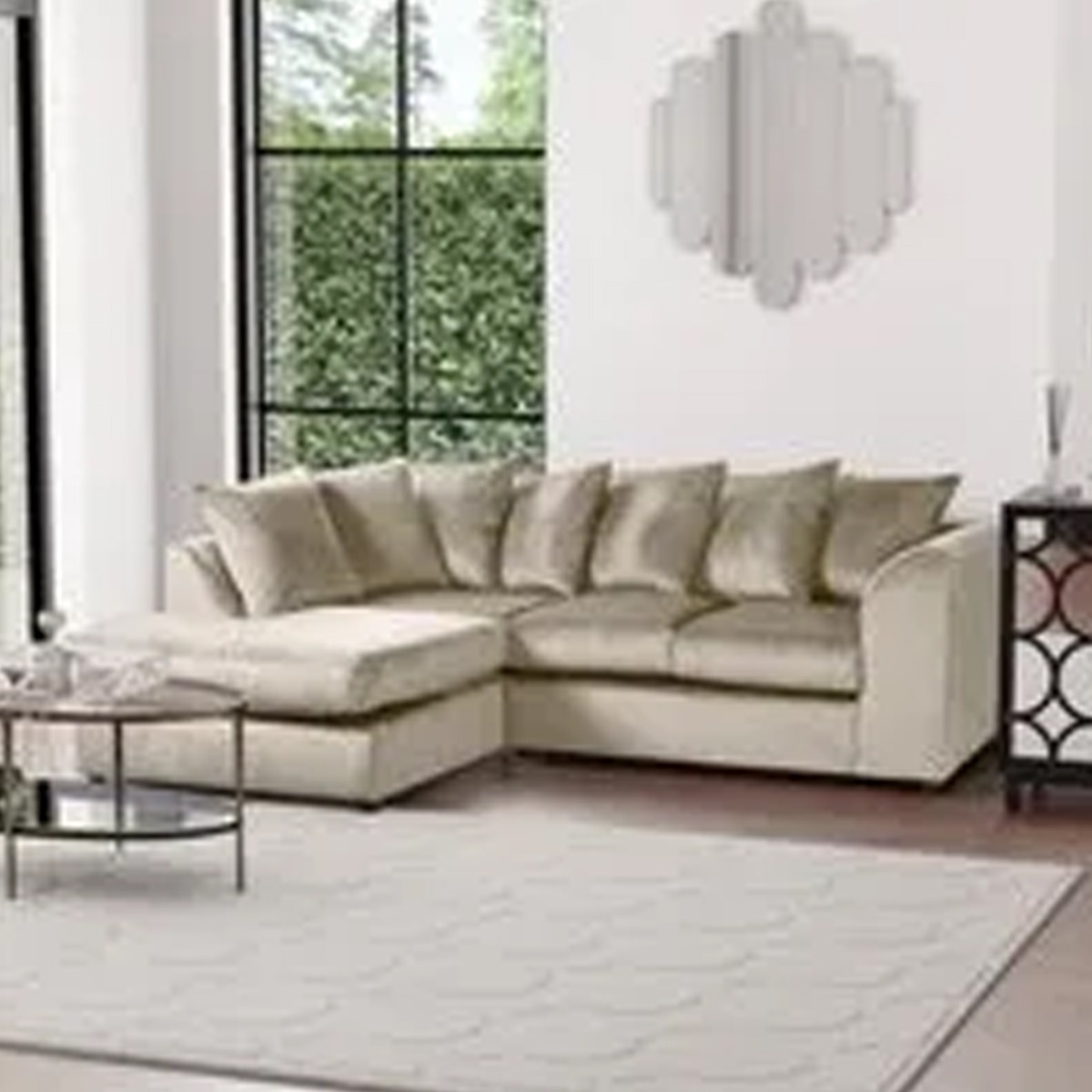 Blake Champagne Plush Velvet Corner Sofa - Left and Right Arm - Home Done