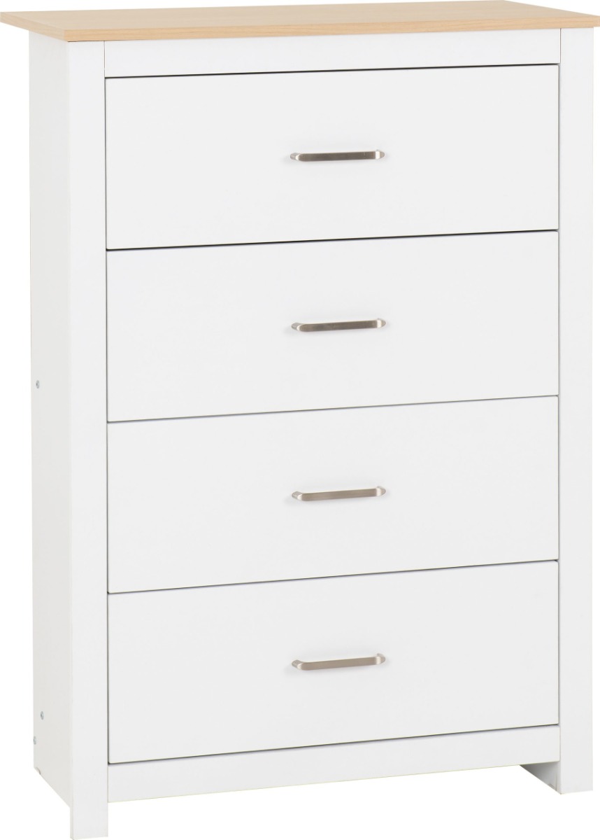 PORTLETHEN White Chest of Drawers - Medium-sized, 4 Drawers - Budget Deals