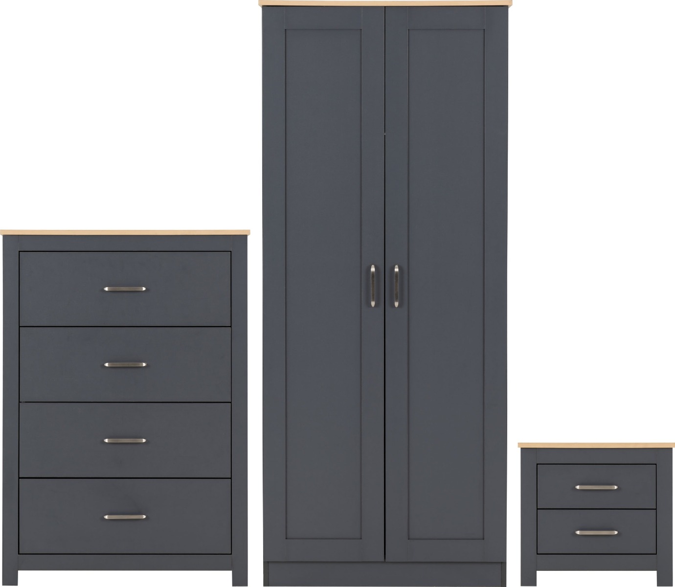 Wardrobe Set - PORTLETHEN Bedroom Set Grey Oak Effect 80cm - Budget Deals