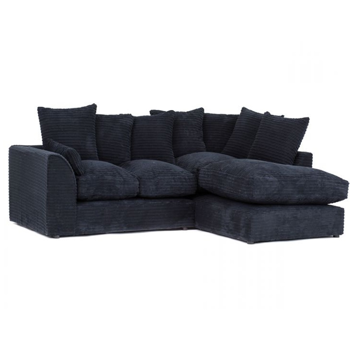 PORTO Jumbo Cord 4 Seater L Shaped - Right Hand Facing Corner Sofa - Black - Interior Masters