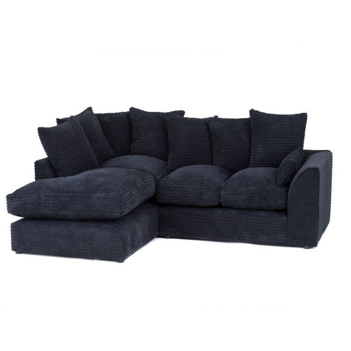 PORTO Jumbo Cord 4 Seater L Shaped - Left Hand Facing Corner Sofa - Black - Interior Masters