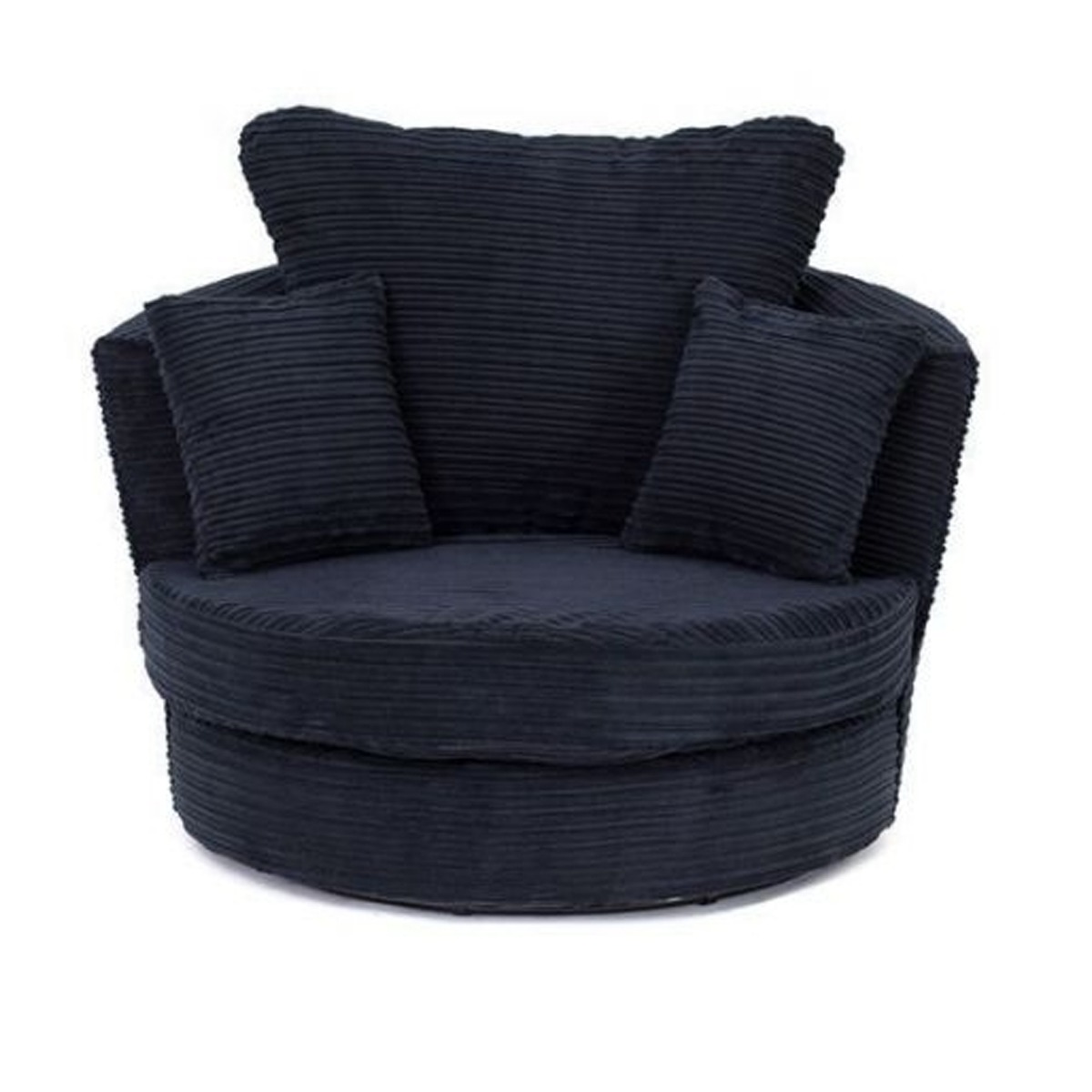 PORTO Jumbo Cord Swivel Chair - Black - Interior Masters