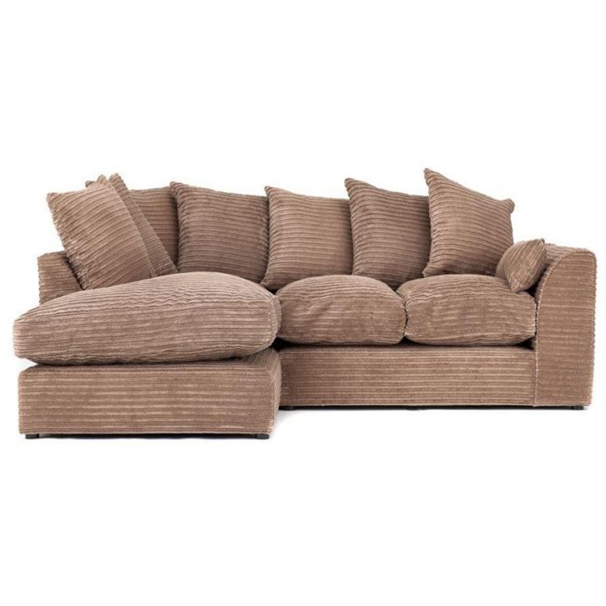 PORTO Jumbo Cord 4 Seater L Shaped - Left Hand Facing Corner Sofa - Brown - Interior Masters