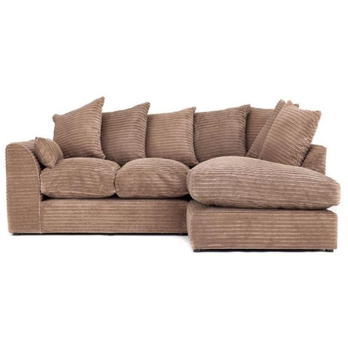 PORTO Jumbo Cord 4 Seater L Shaped - Right Hand Facing Corner Sofa - Brown - Interior Masters