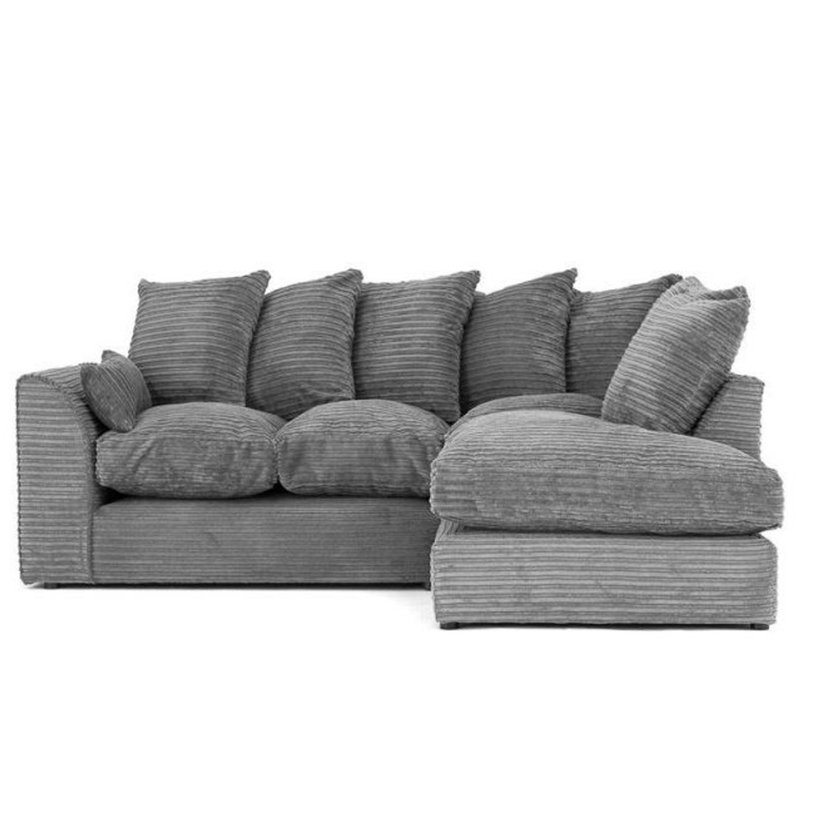 PORTO Jumbo Cord 4 Seater L Shaped - Right Hand Facing Corner Sofa - Grey - Interior Masters