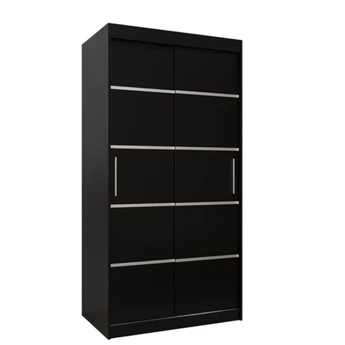 Sliding Wardrobe - VICENZA I 2 Door Wardrobe Black 100cm - Art Nest