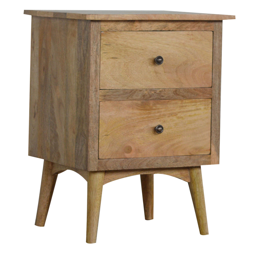 Bedside Table - NORDIC 2 Drawer Nightstand Natural Oak Finish 45cm - Beasley & Sons