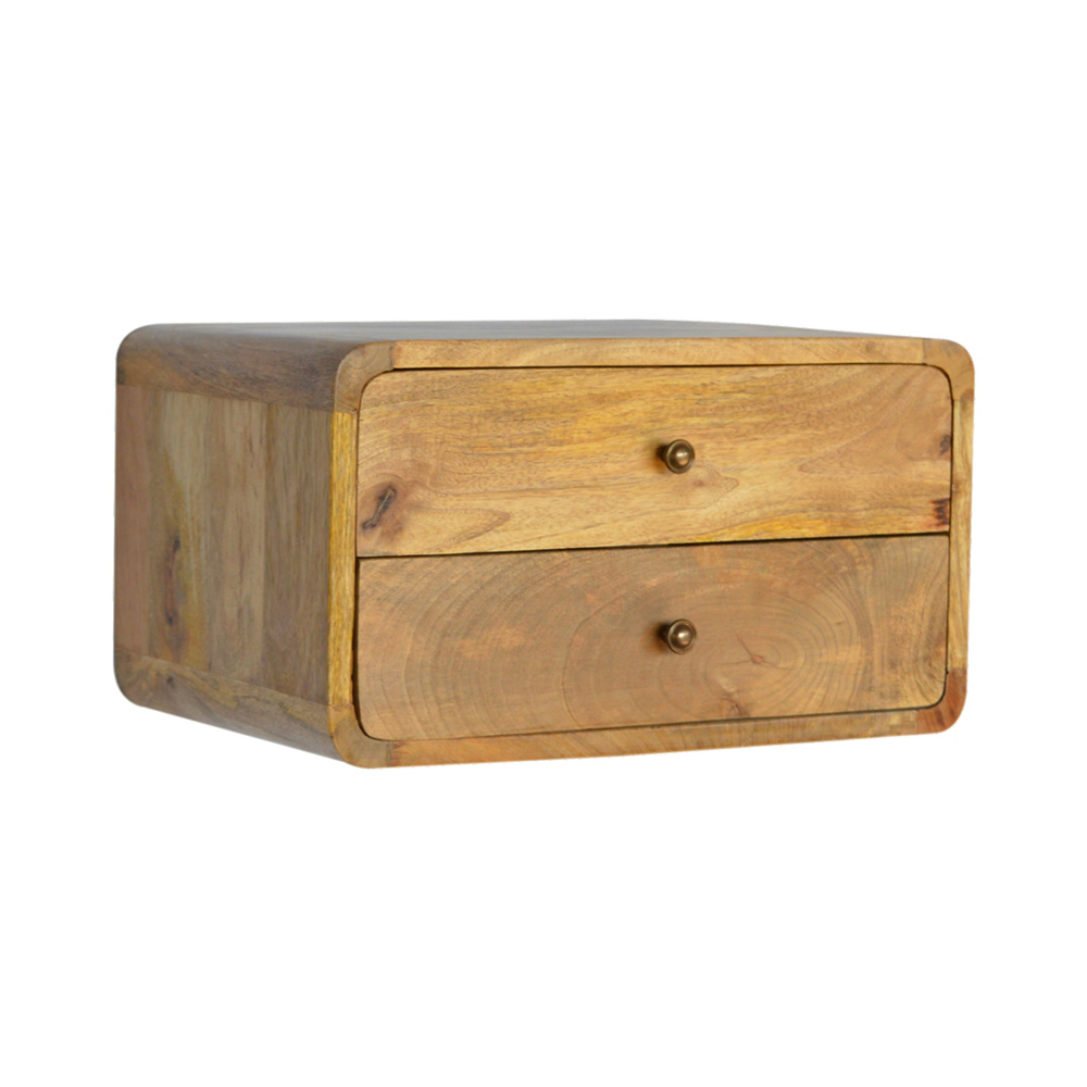 Bedside Table - CROMER 2 Drawer Nightstand Oak Finish 45cm - Beasley & Sons