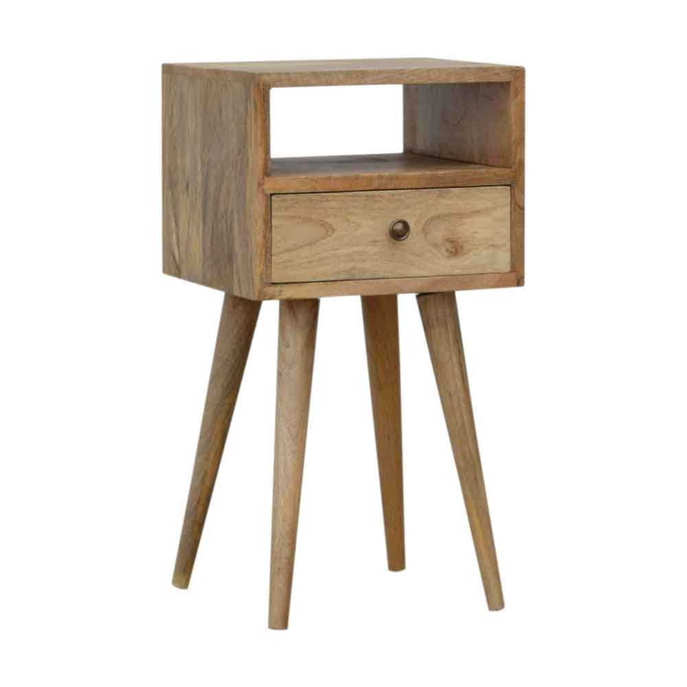 Bedside Table - PETITE Nightstand Oak Finish 30cm - Beasley & Sons