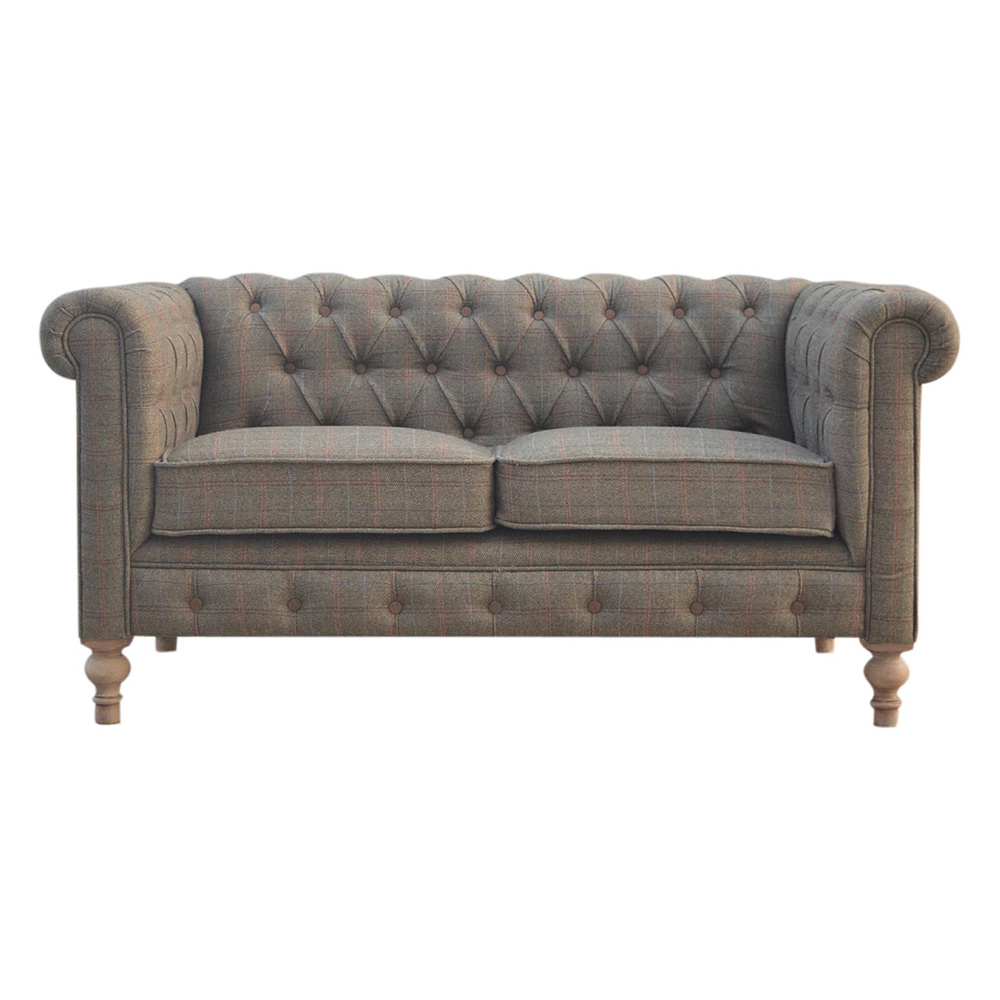 Multi Tweed 2 Seater Chesterfield Sofa - Beasley & Sons