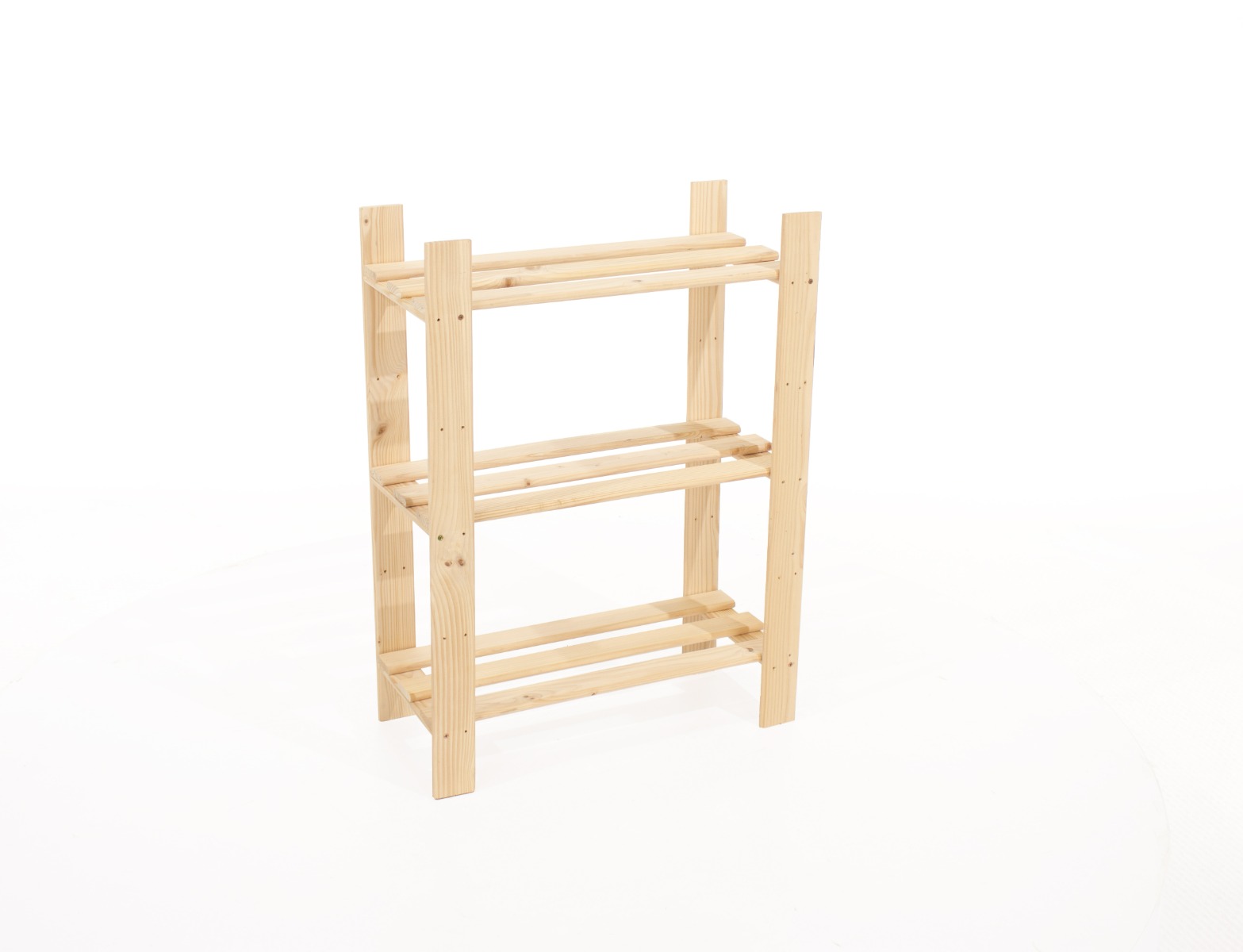 Natural Wood Narrow Slatted Display Storage Rack - 3 Tier - Colton & Sawyer